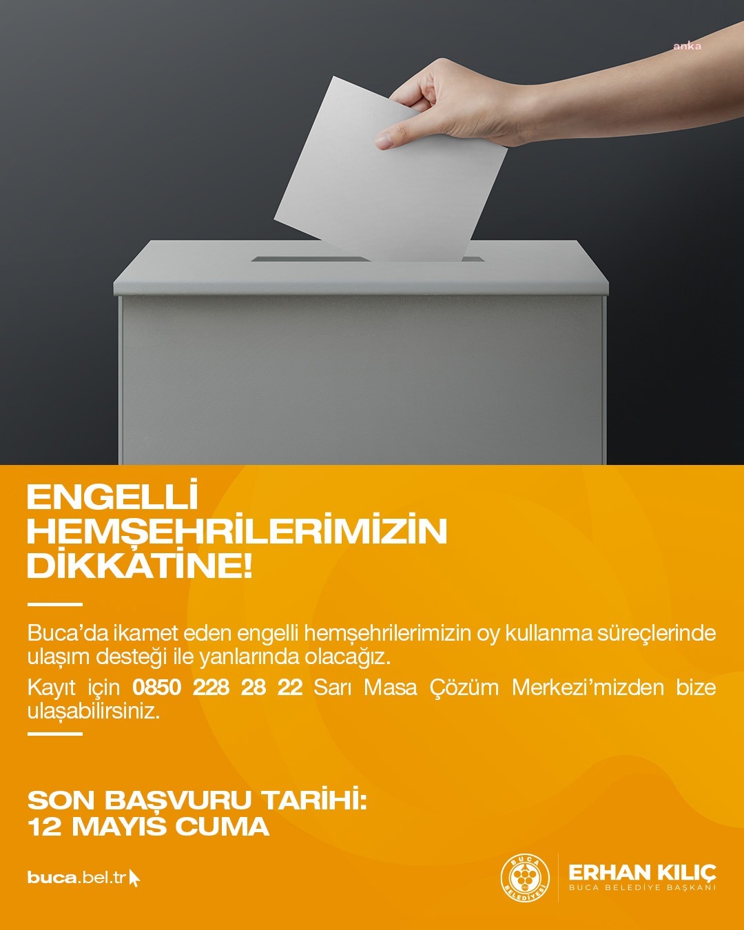 BUCA BELEDİYESİ, SEÇİM GÜNÜ ENGELLİ YURTTAŞLARA ULAŞIM DESTEĞİ VERECEK