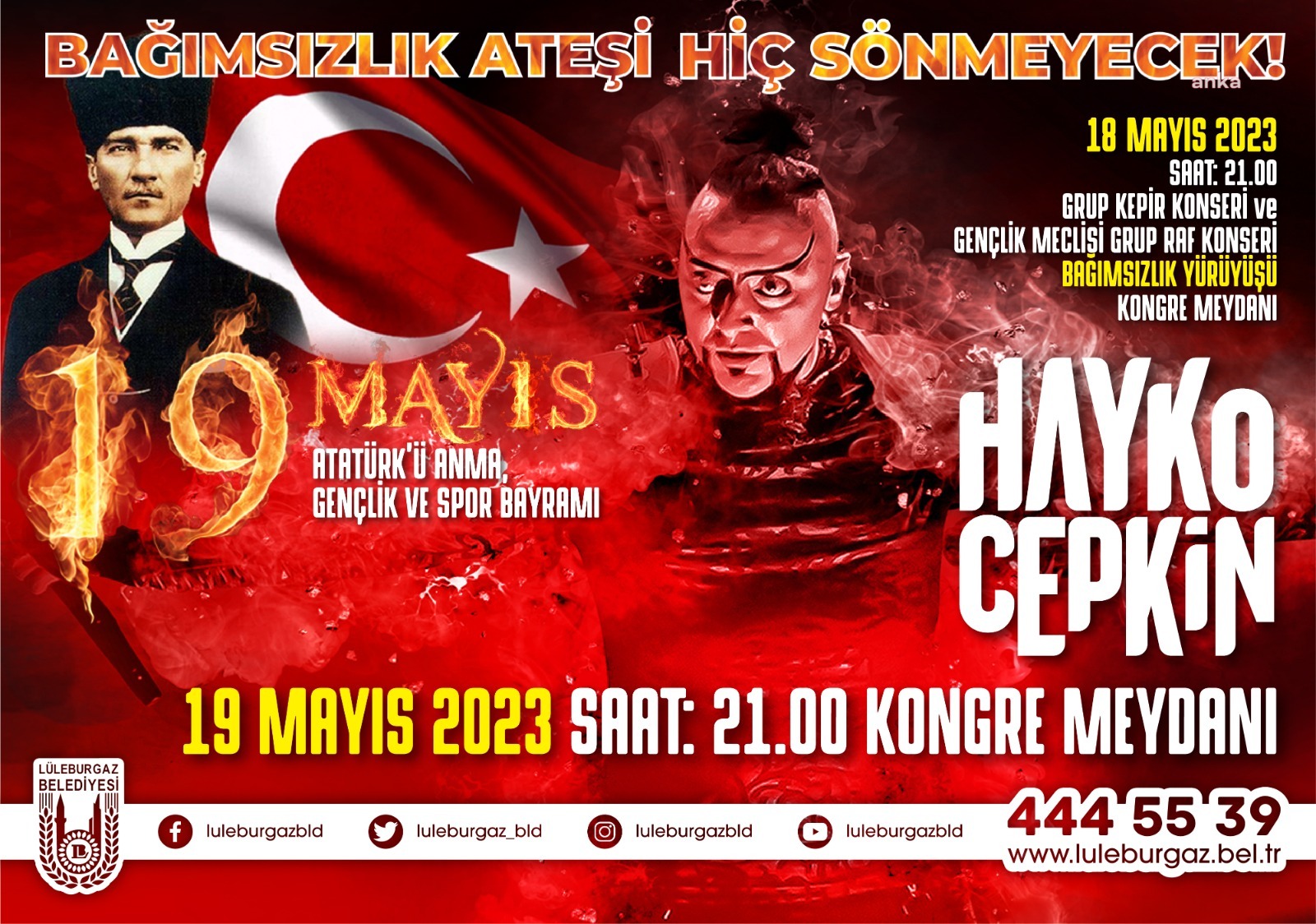 HAYKO CEPKİN 19 MAYIS’TA LÜLEBURGAZ’DA