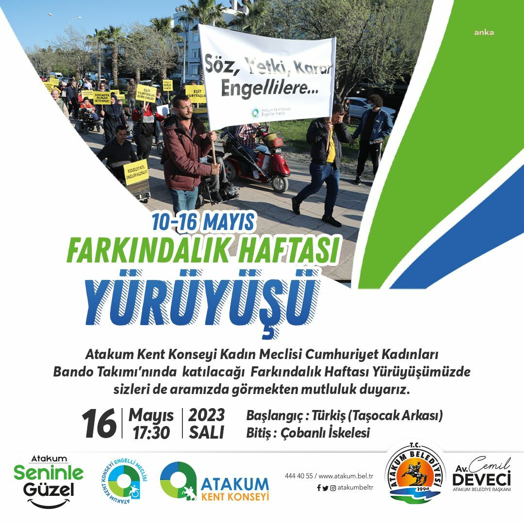ATAKUM’DA ENGELSİZ YAŞAM İÇİN ‘FARKINDALIK YÜRÜYÜŞÜ’ DÜZENLENECEK