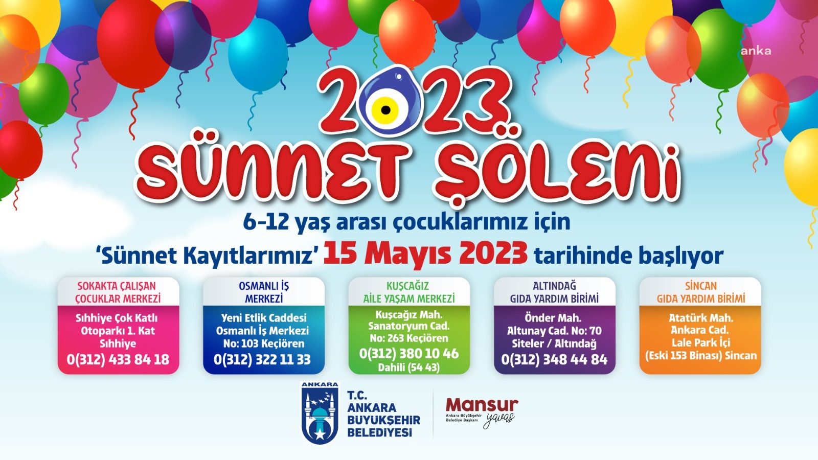 ANKARA BÜYÜKŞEHİR'İN ‘TOPLU SÜNNET ŞÖLENİ’ İÇİN KAYITLAR BAŞLIYOR