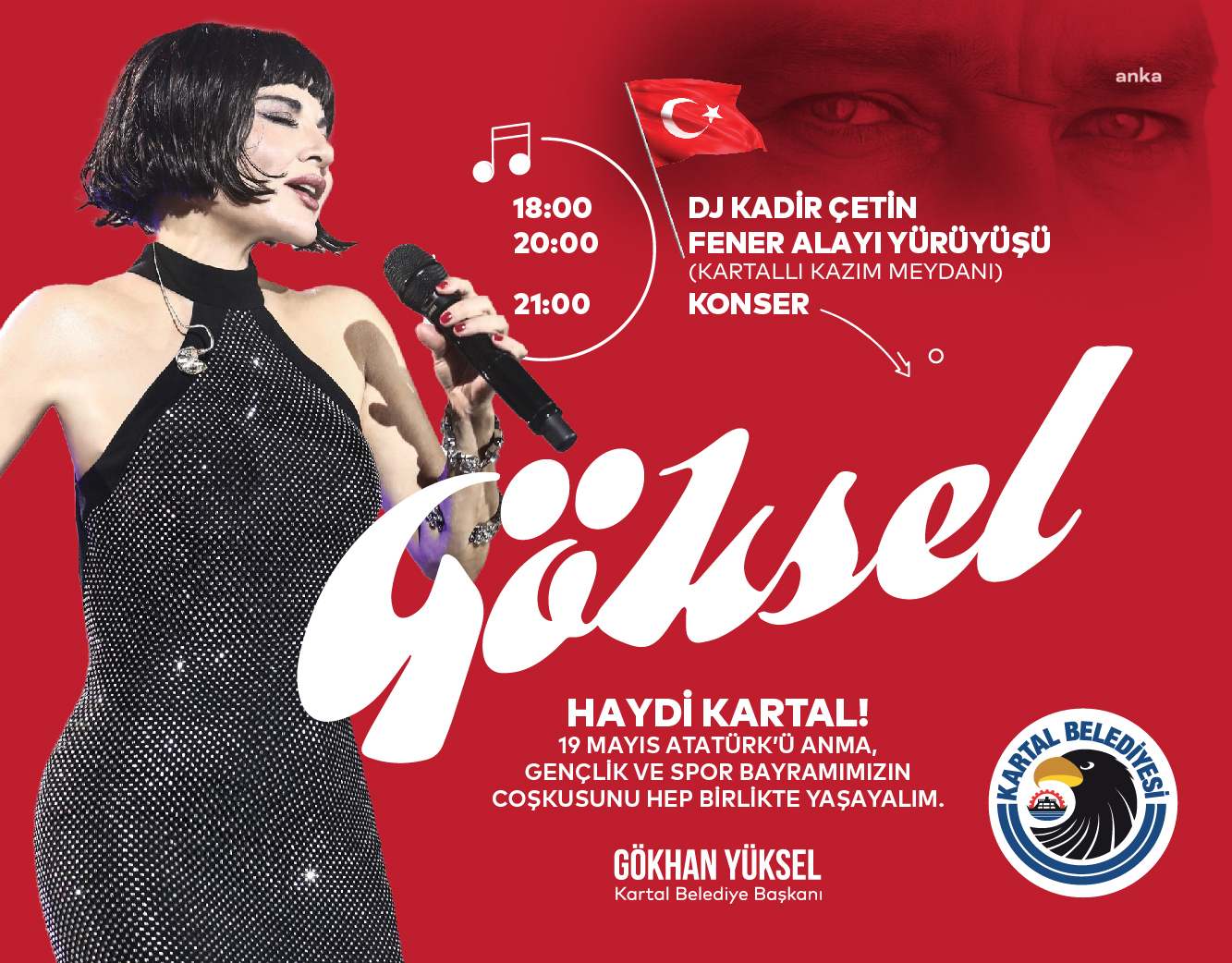 KARTAL, 19 MAYIS’I GÖKSEL KONSERİ İLE KUTLAYACAK