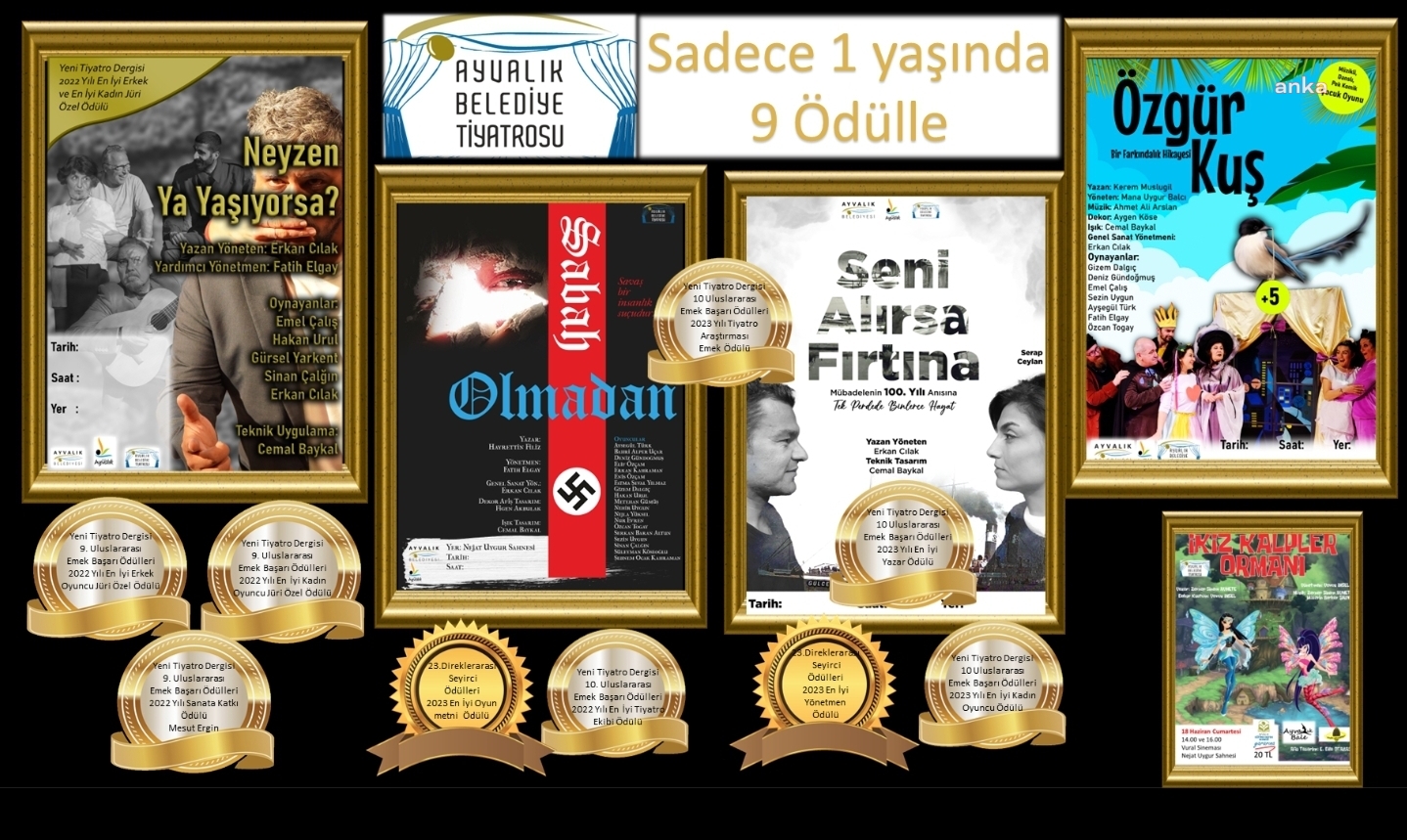 AYVALIK BELEDİYE TİYATROSU’NA 4 ÖDÜL BİRDEN