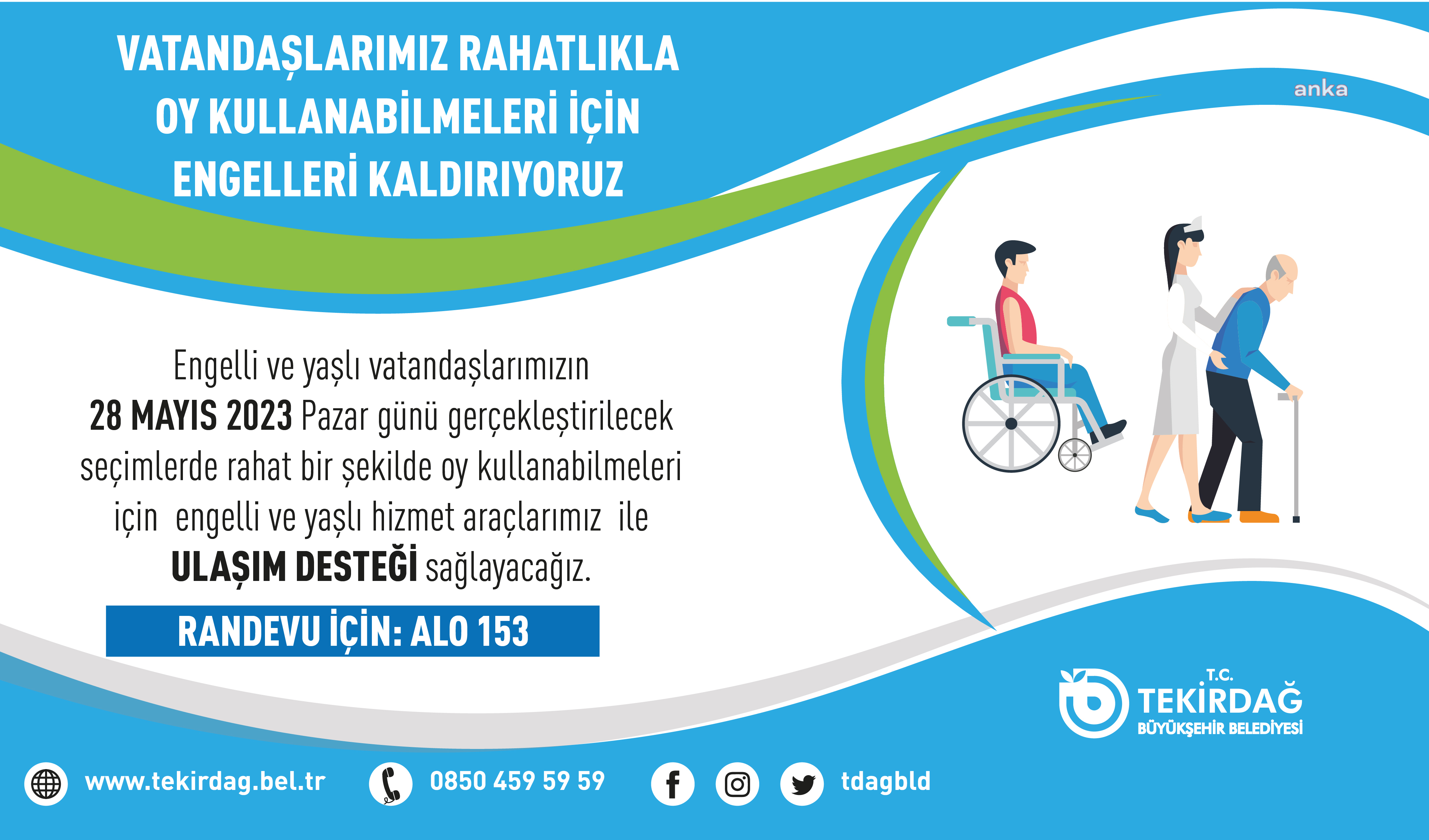 TEKİRDAĞ BÜYÜKŞEHİR'DEN ENGELLİ VE YAŞLI VATANDAŞLARA SEÇİM GÜNÜ ULAŞIM DESTEĞİ