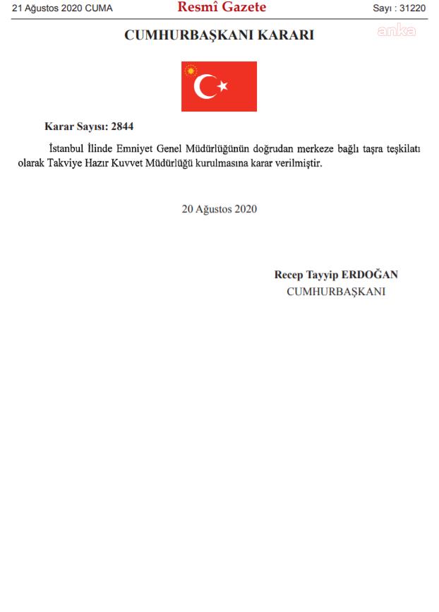 İSTANBUL'DA EMNİYETİNDE "HAZIR KUVVET MÜDÜRLÜĞÜ" KURULDU