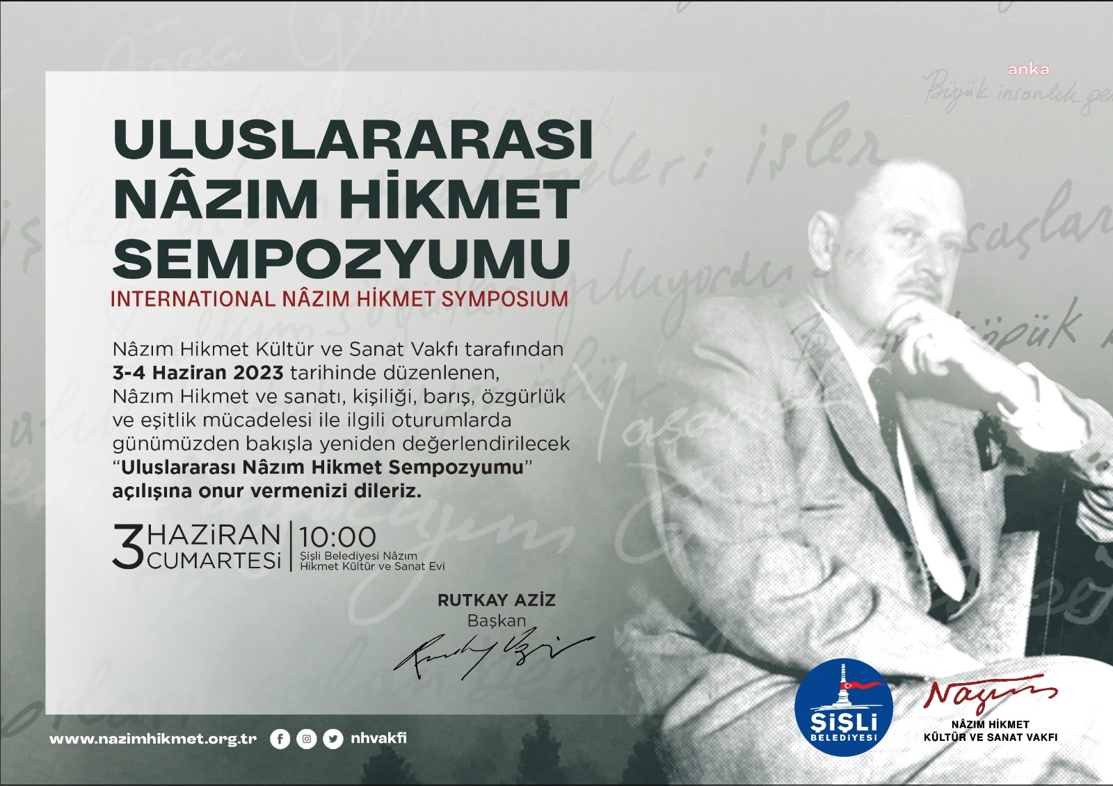 ULUSLARARASI NÂZIM HİKMET SEMPOZYUMU, ŞAİRİN ÖLÜM YIL DÖNÜMÜNDE YAPILACAK