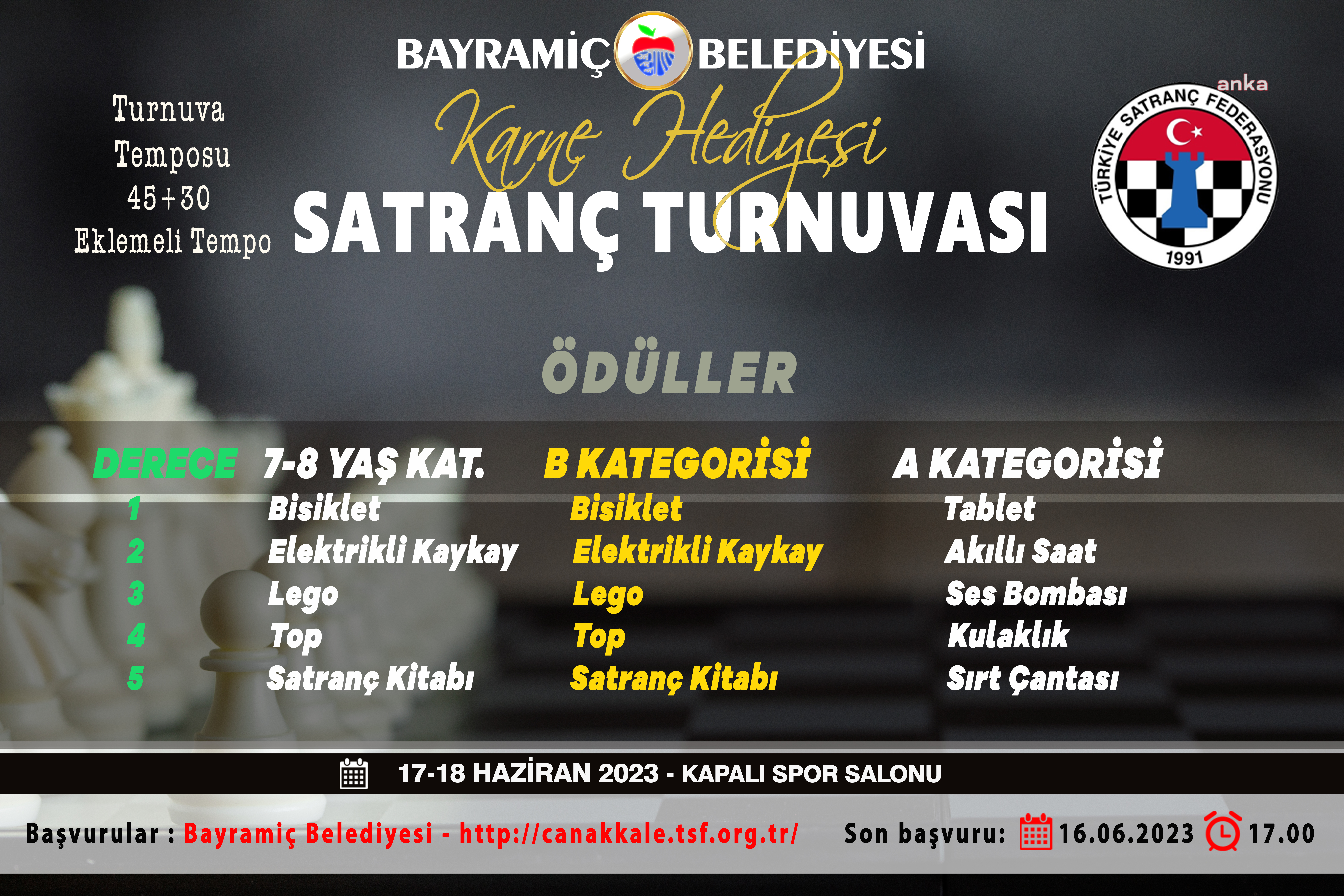 BAYRAMİÇ BELEDİYESİ’NDEN ÖĞRENCİLERE KARNE HEDİYESİ SATRANÇ TURNUVASI