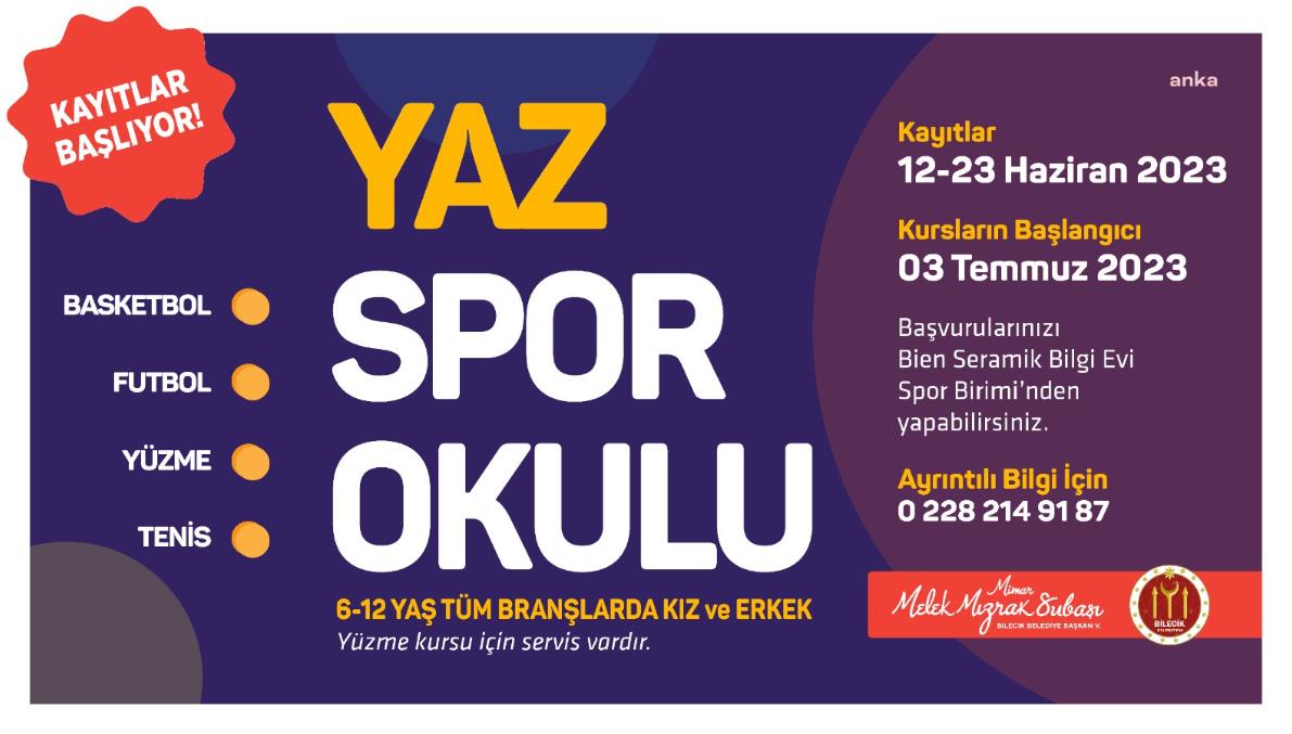BİLECİK BELEDİYESİ YAZ SPOR OKULLARI İÇİN KAYITLAR BAŞLIYOR
