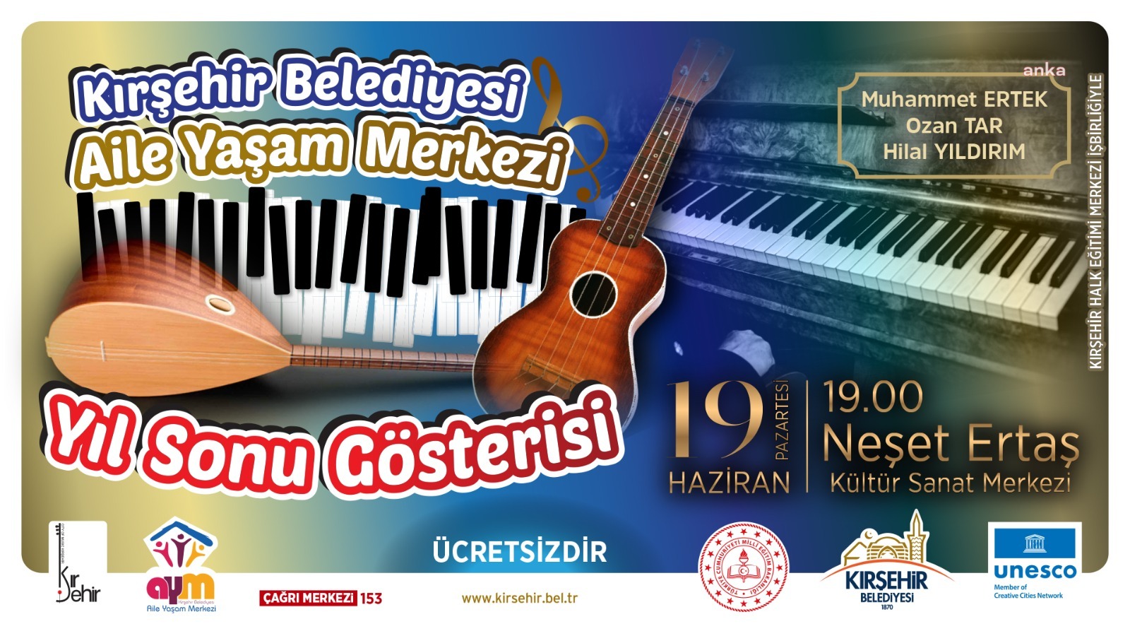 KIRŞEHİR BELEDİYESİ AİLE YAŞAM MERKEZİ KURSİYERLERİNDEN YIL SONU KONSERİ