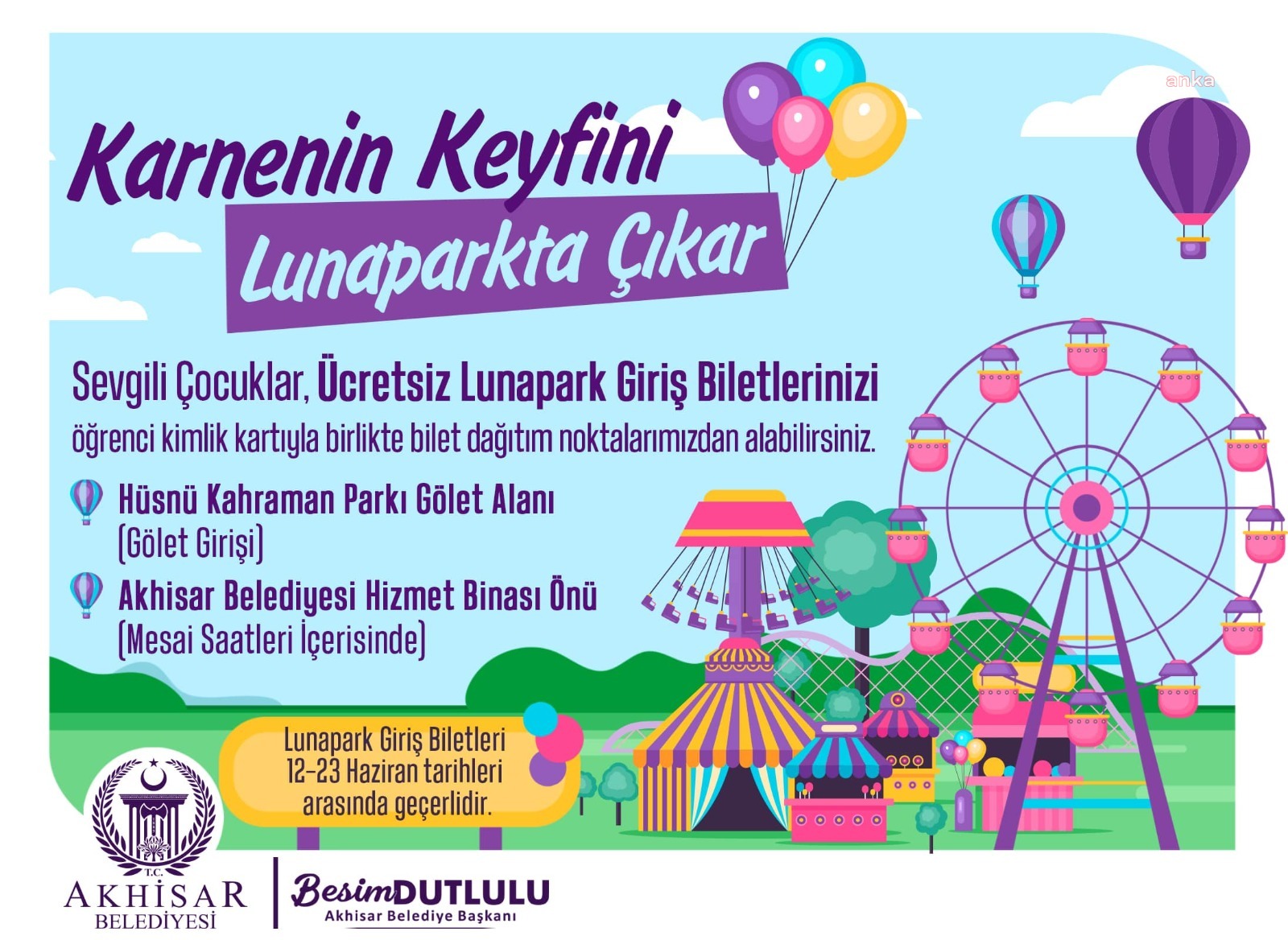 AKHİSAR BELEDİYE BAŞKANI DUTLULU’DAN ÇOCUKLARA KARNE HEDİYESİ