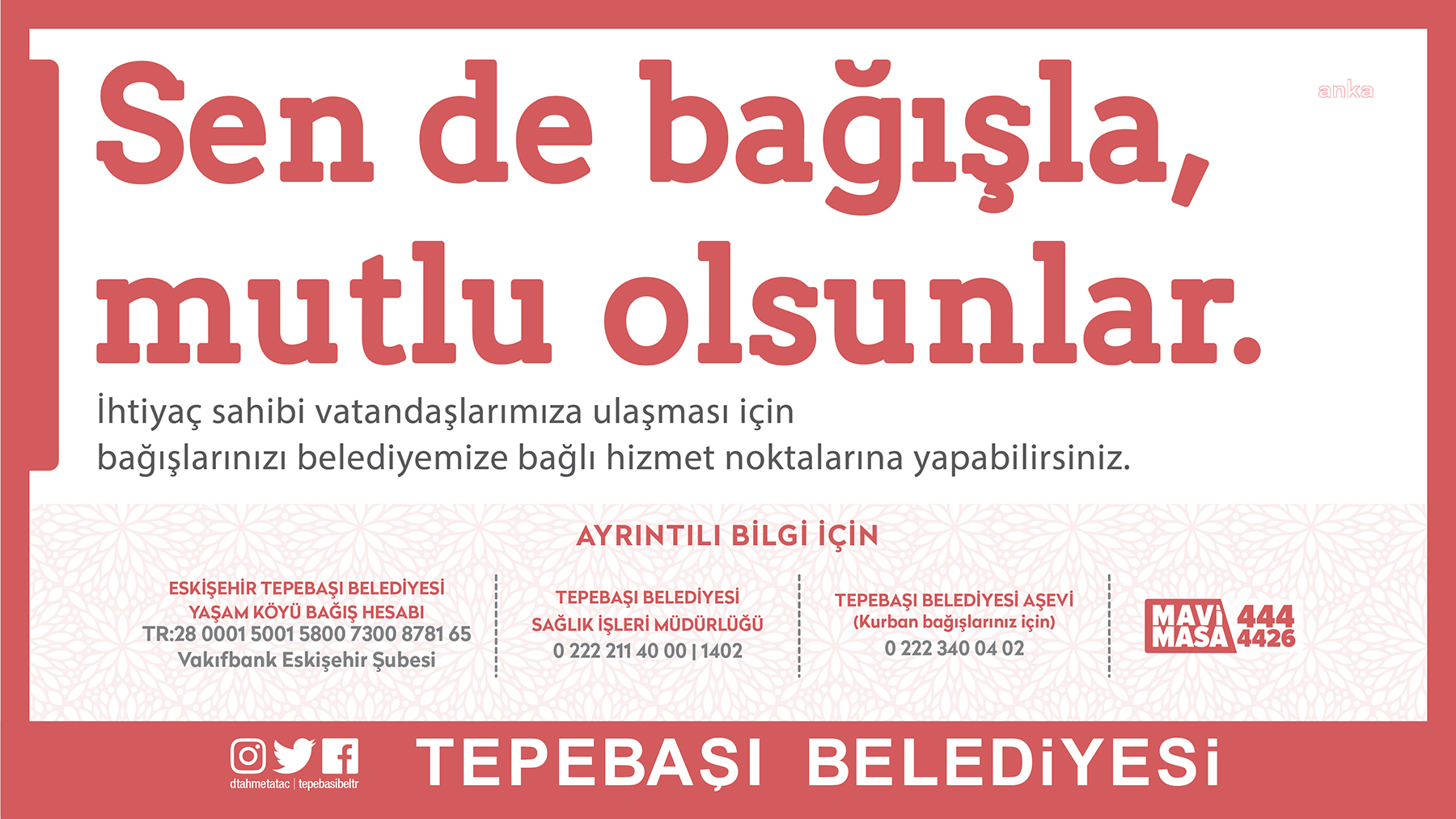 TEPEBAŞI BELEDİYESİ, KURBAN BAYRAMINDA İYİLİĞE KÖPRÜ OLACAK