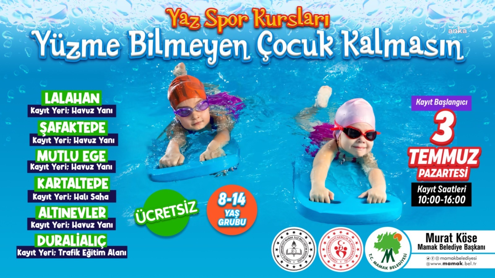 MAMAK BELEDİYESİ’NİN PORTATİF YÜZME HAVUZLARINA KAYITLAR BAŞLIYOR