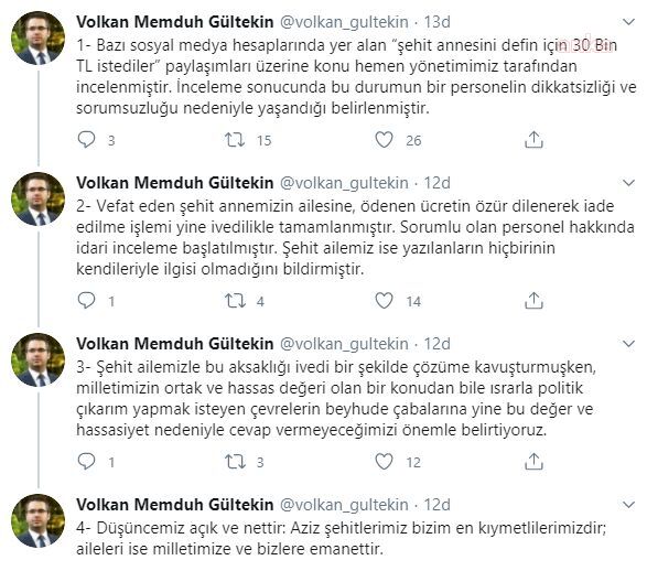ŞEHİT AİLESİNDEN 30 BİN LİRA İSTEYEN PERSONEL HAKKINDA İNCELEME BAŞLATILDI