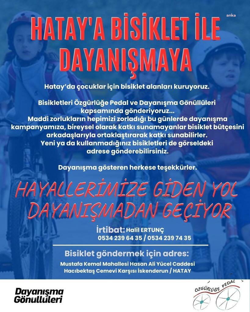HATAYLI DEPREMZEDE ÇOCUKLAR İÇİN BİSİKLET KAMPANYASI