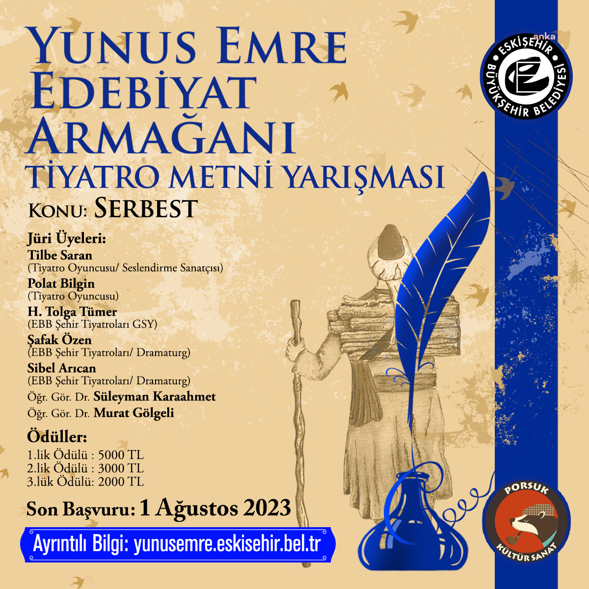 ESKİŞEHİR BÜYÜKŞEHİR’İN 'TİYATRO METNİ YARIŞMASI'NA BAŞVURULAR 1 AĞUSTOS'TA SONA ERİYOR