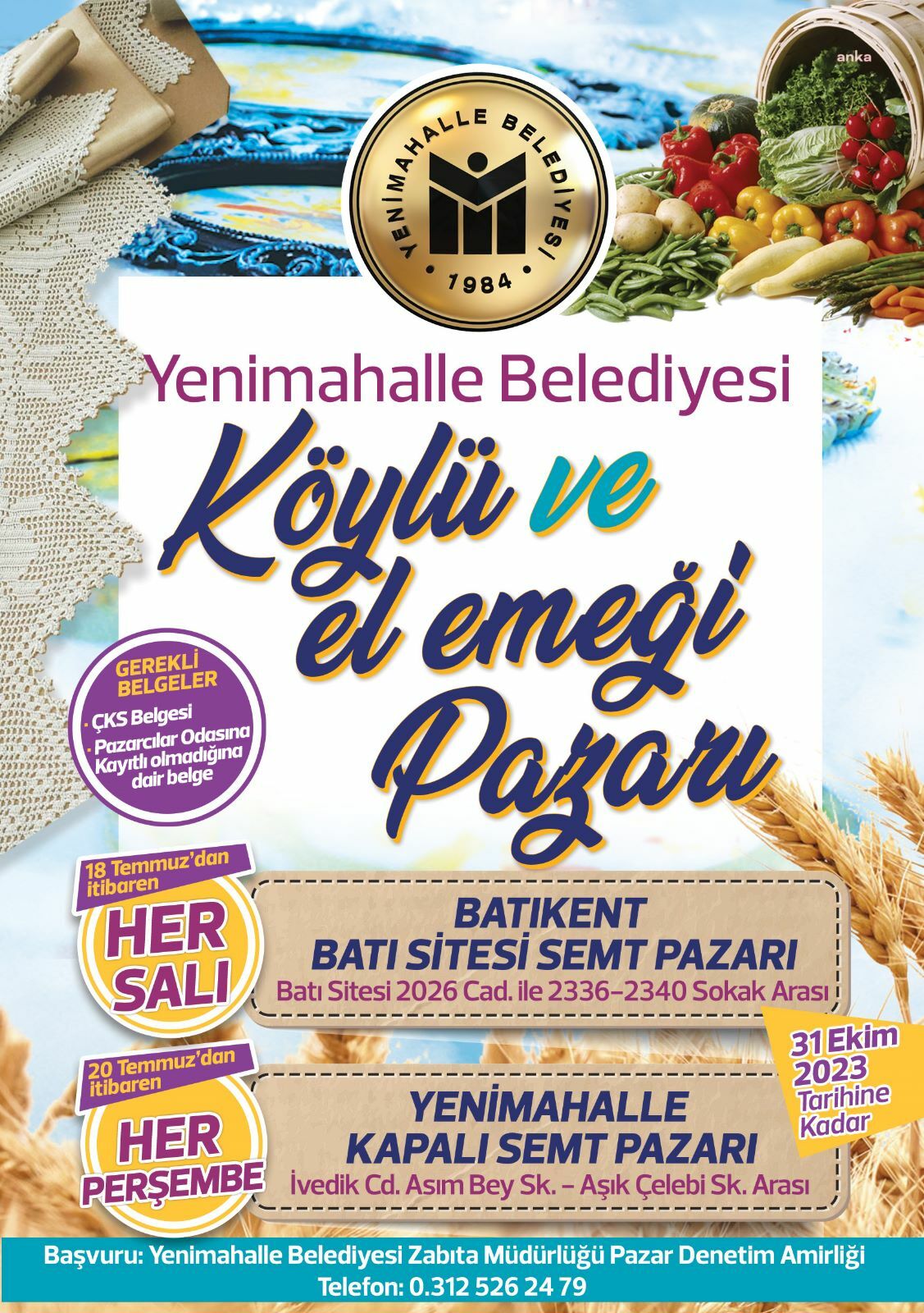 YENİMAHALLE’DE KÖYLÜ PAZARLARI KURULUYOR