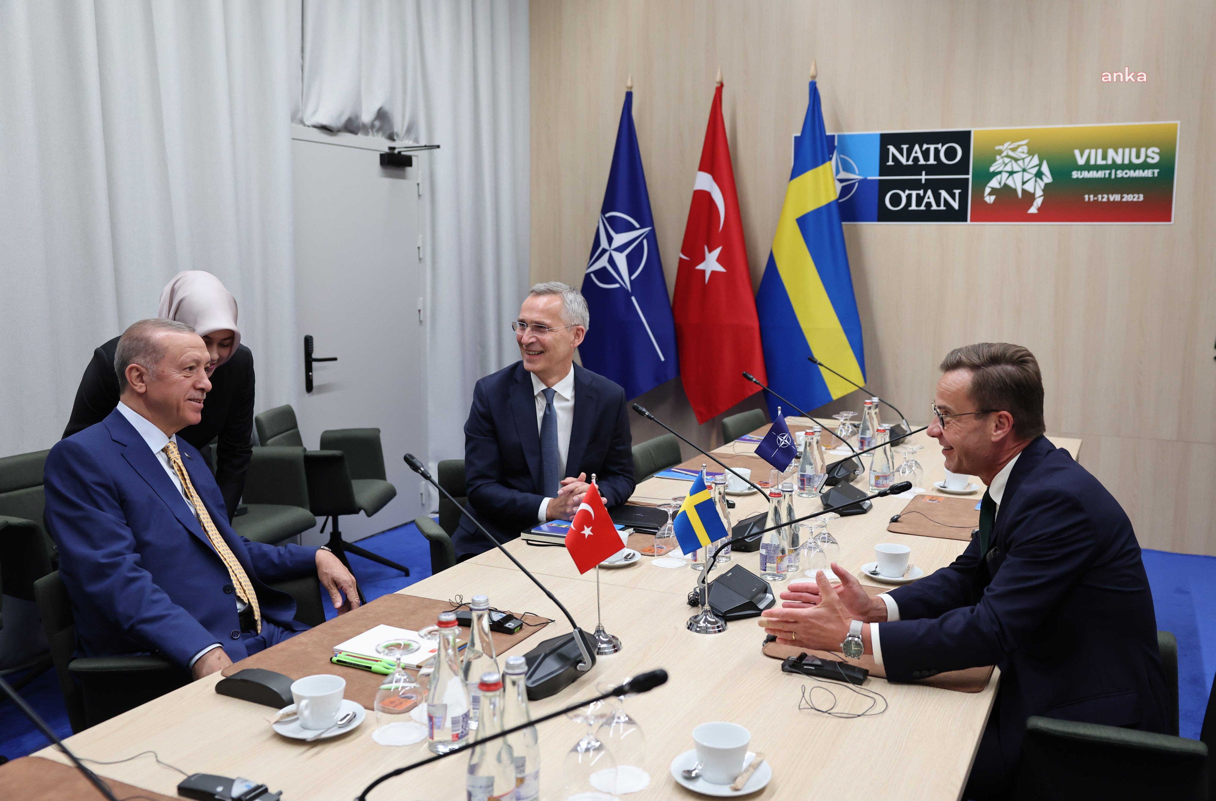 CUMHURBAŞKANI ERDOĞAN, İSVEÇ BAŞBAKANI KRISTERSSON VE NATO GENEL SEKRETERİ STOLTENBERG İLE BİR ARAYA GELDİ