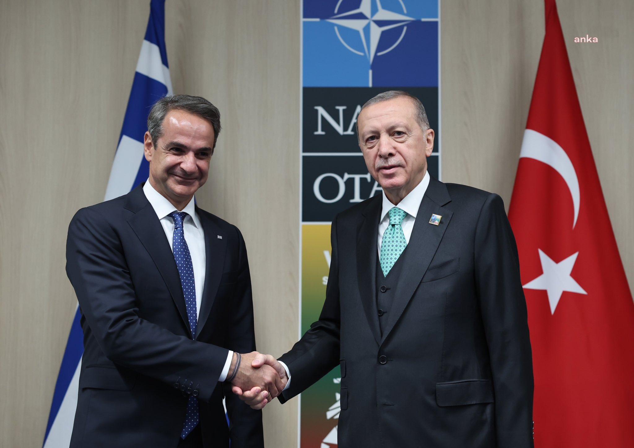 CUMHURBAŞKANI ERDOĞAN, NATO ZİRVESİ'NDE YUNANİSTAN BAŞBAKANI MİÇOTAKİS İLE GÖRÜŞTÜ