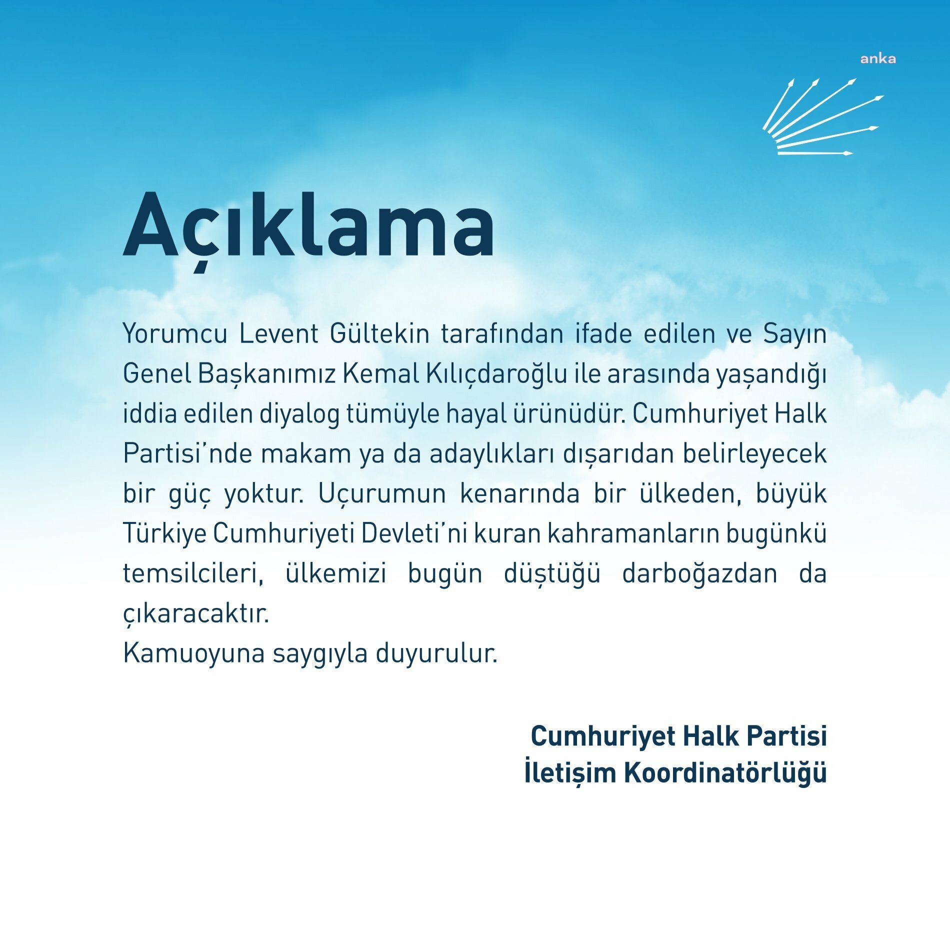 CHP: “MAKAM YA DA ADAYLIKLARI DIŞARIDAN BELİRLEYECEK BİR GÜÇ YOKTUR”