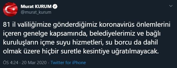 81 İLDE SULAR KESİLMEYECEK
