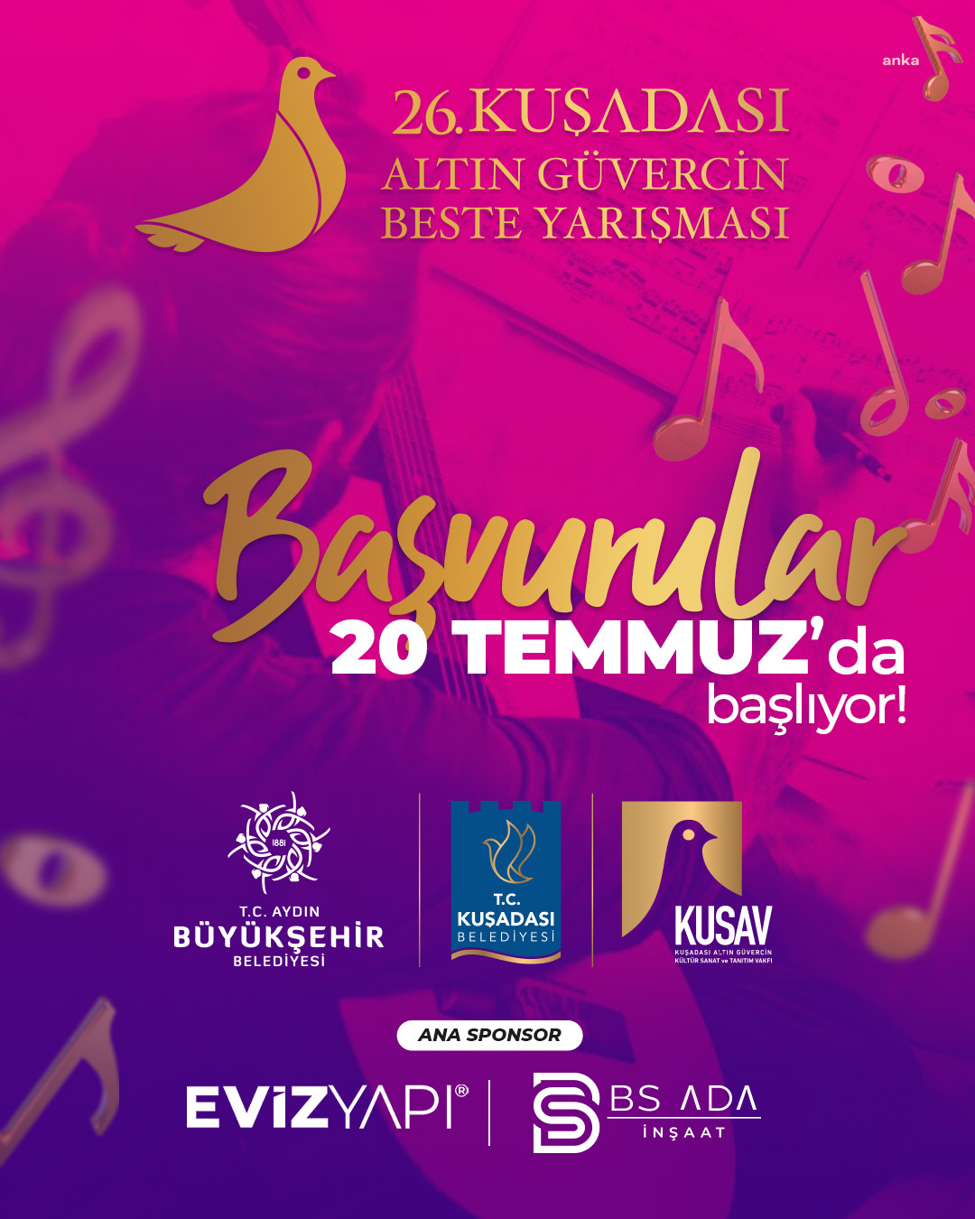 26. ALTIN GÜVERCİN BESTE YARIŞMASI’NA BAŞVURULAR BAŞLADI