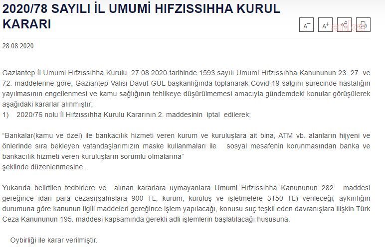 GAZİANTEP’TE ATM'LERDEKİ KORONA ÖNLEMLERİ BANKALARA BIRAKILDI