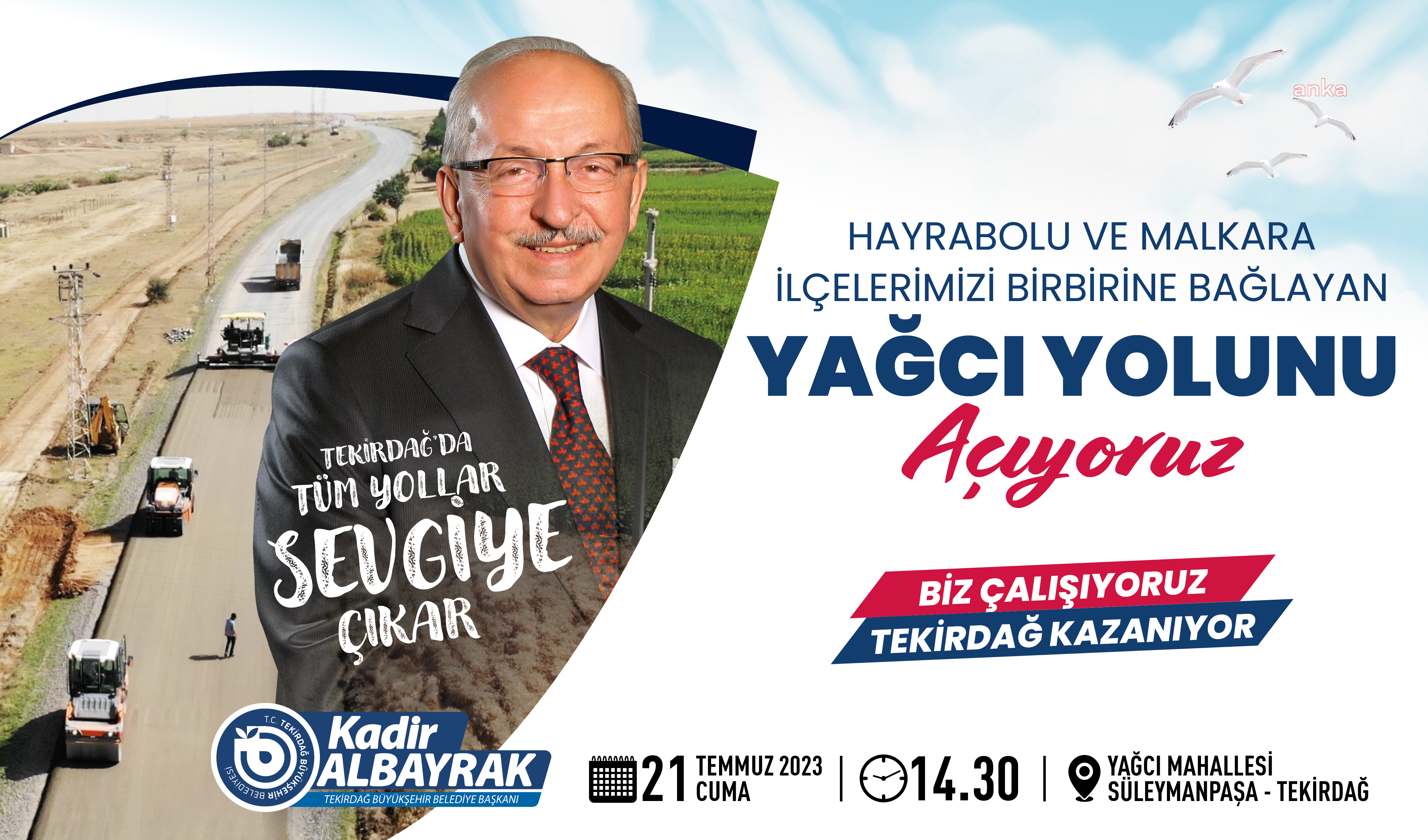 TEKİRDAĞ BÜYÜKŞEHİR, YAĞCI BAĞLANTI YOLUNU YARIN HİZMETE AÇIYOR