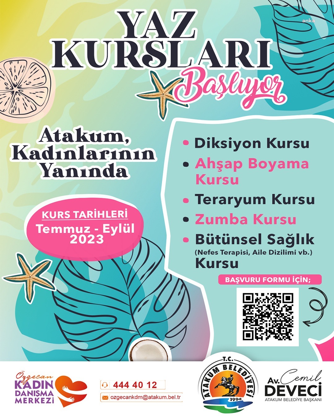 ATAKUM BELEDİYESİ’NDEN KADINLARA ÖZEL YAZ KURSLARI