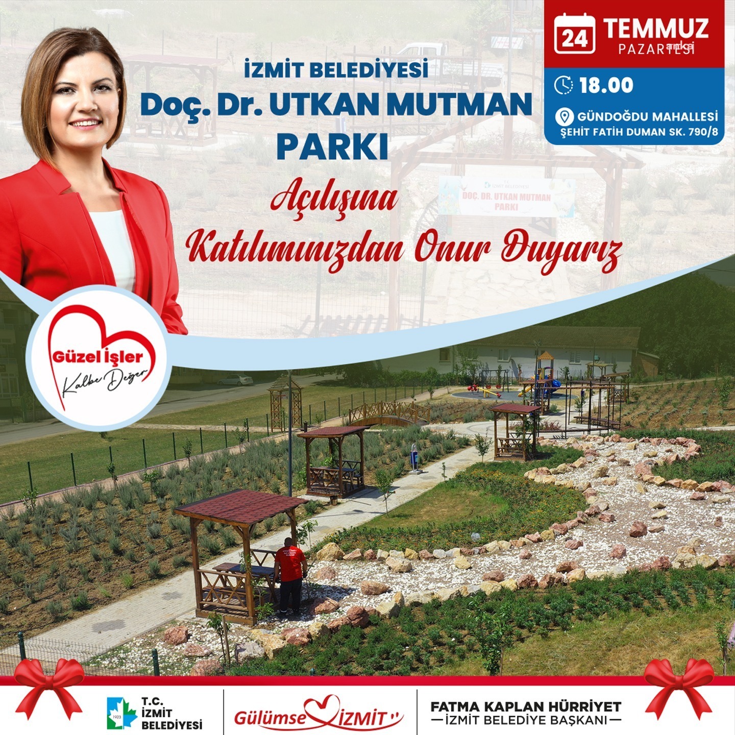 İZMİT BELEDİYESİ DOÇ. DR. UTKAN MUTMAN PARKINI YARIN AÇIYOR