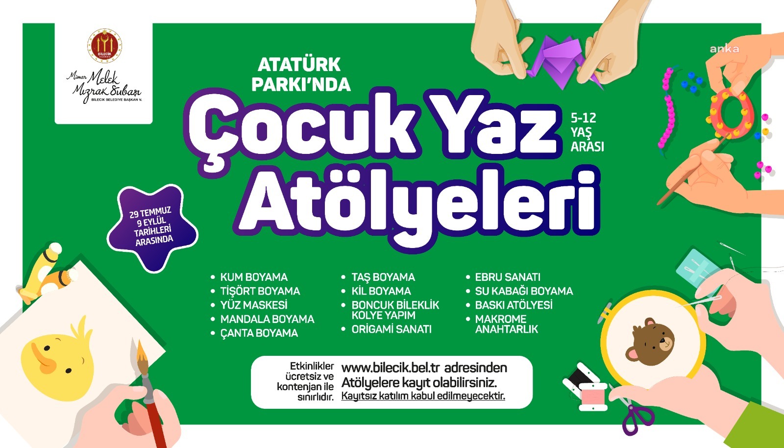 BİLECİK BELEDİYESİ ÇOCUK YAZ ATÖLYELERİ BAŞLIYOR