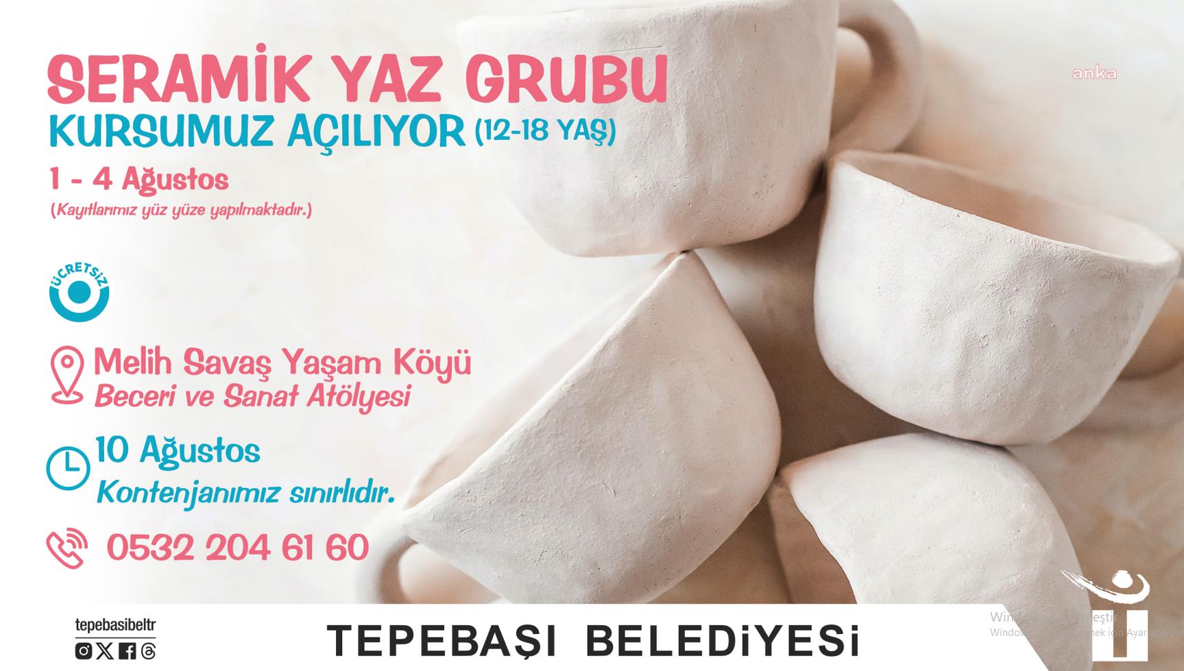 TEPEBAŞI BELEDİYESİ’NİN SERAMİK KURSUNA KAYITLAR BAŞLADI