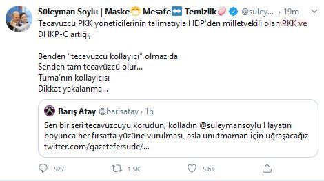 BAKAN SÜLEYMAN SOYLU İLE TİP'Lİ BARIŞ ATAY'DAN KARŞILIKLI SUÇLAMALAR
