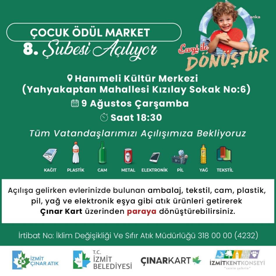 İZMİT’TE YAHYA KAPTAN MAHALLESİ’NE ÇOCUK ÖDÜL MARKET AÇILIYOR