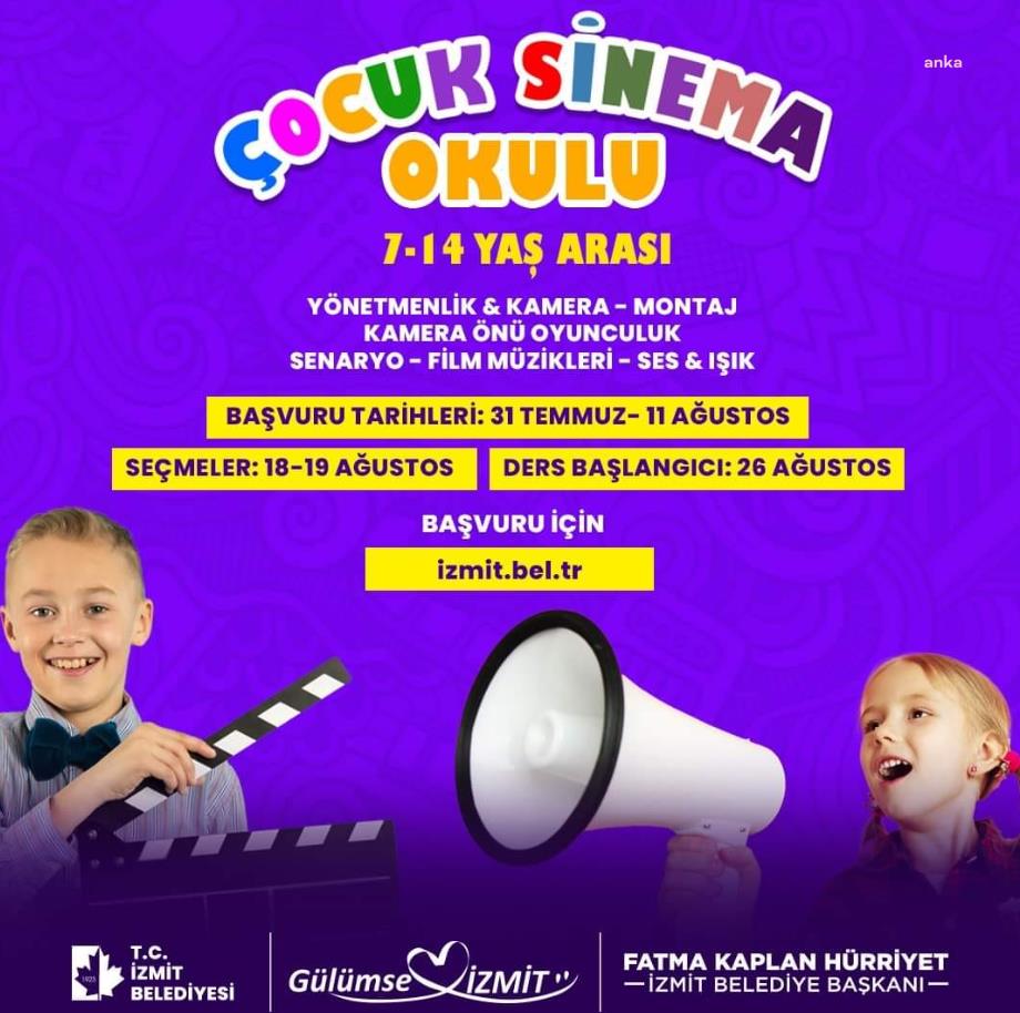 İZMİT BELEDİYESİ ÇOCUK SİNEMA OKULU’NA BAŞVURULAR DEVAM EDİYOR