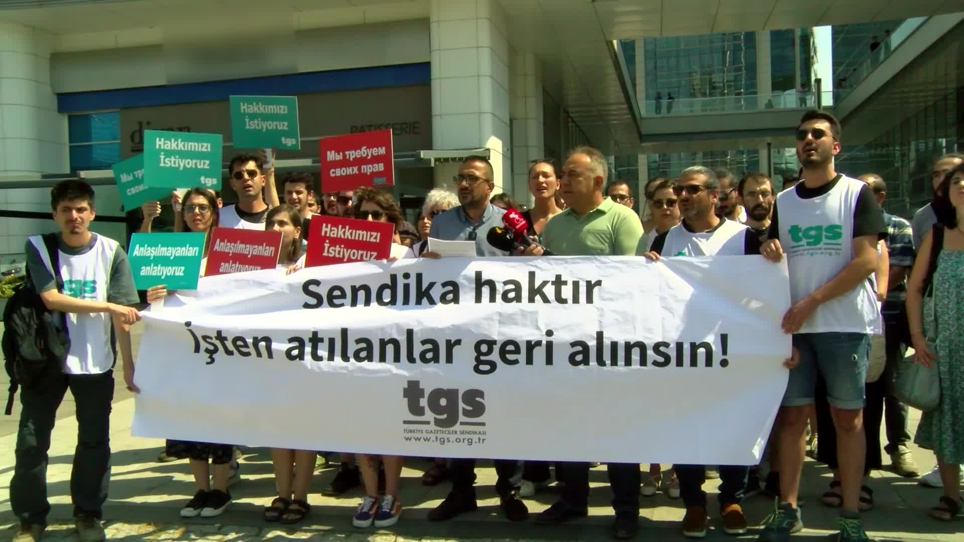 TGS, ANKARA'DA SPUTNİK'TEKİ İŞTEN ÇIKARMALARI PROTESTO ETTİ... TGS BAŞKANI DURMUŞ: "ÜYELERİMİZİN, EVLERİNE GÖTÜRDÜKLERİ EKMEĞİ BİRAZ DAHA BÜYÜTMEK DIŞINDA BİR DERT YA DA İSTEKLERİ YOK"