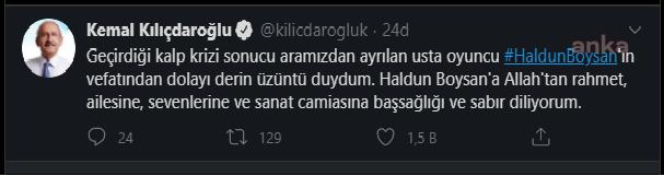KILIÇDAROĞLU YAŞAMINI YİTİREN HALDUN BOYSAN'IN AİLESİNE BAŞSAĞLIĞI DİLEDİ