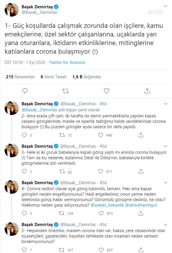 SELAHATTİN DEMİRTAŞ'IN KIZLARIYLA GÖRÜŞMESİNE KORONAVİRÜS ÖNLEMLERİ NEDENİYLE  İZİN VERİLMEDİ