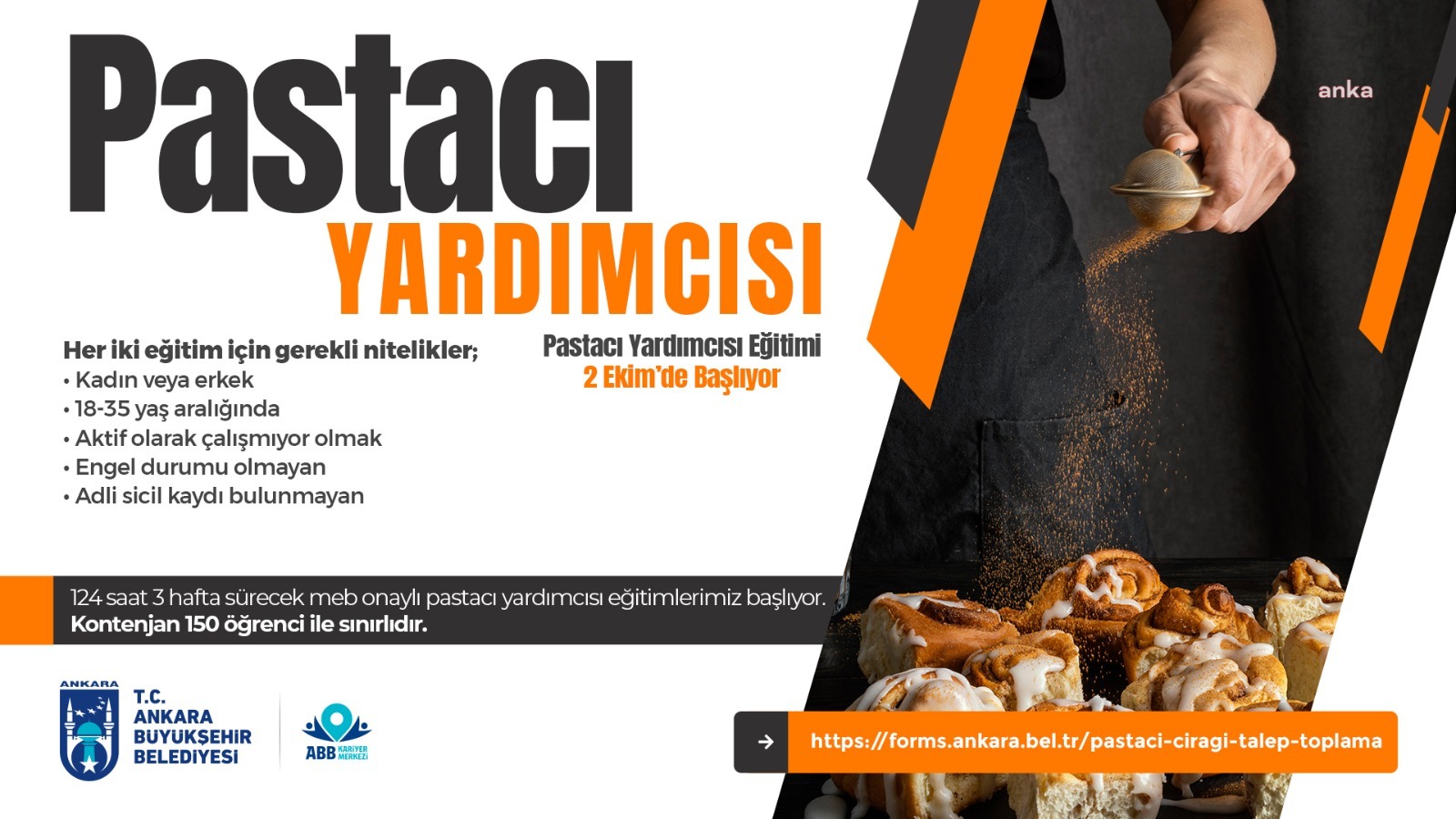 ANKARA BÜYÜKŞEHİR BELEDİYESİ’NDEN İSTİHDAMA BİR DESTEK DAHA: AŞÇI VE PASTACI YARDIMCISI EĞİTİMLERİ BAŞLIYOR
