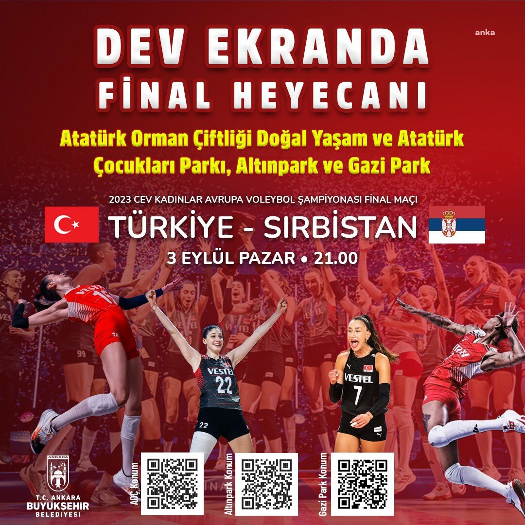 ANKARA BÜYÜKŞEHİR BELEDİYESİ, FİLENİN SULTANLARI’NIN AVRUPA ŞAMPİYONASI FİNAL MAÇINI DEV EKRANLARDAN YAYINLAYACAK