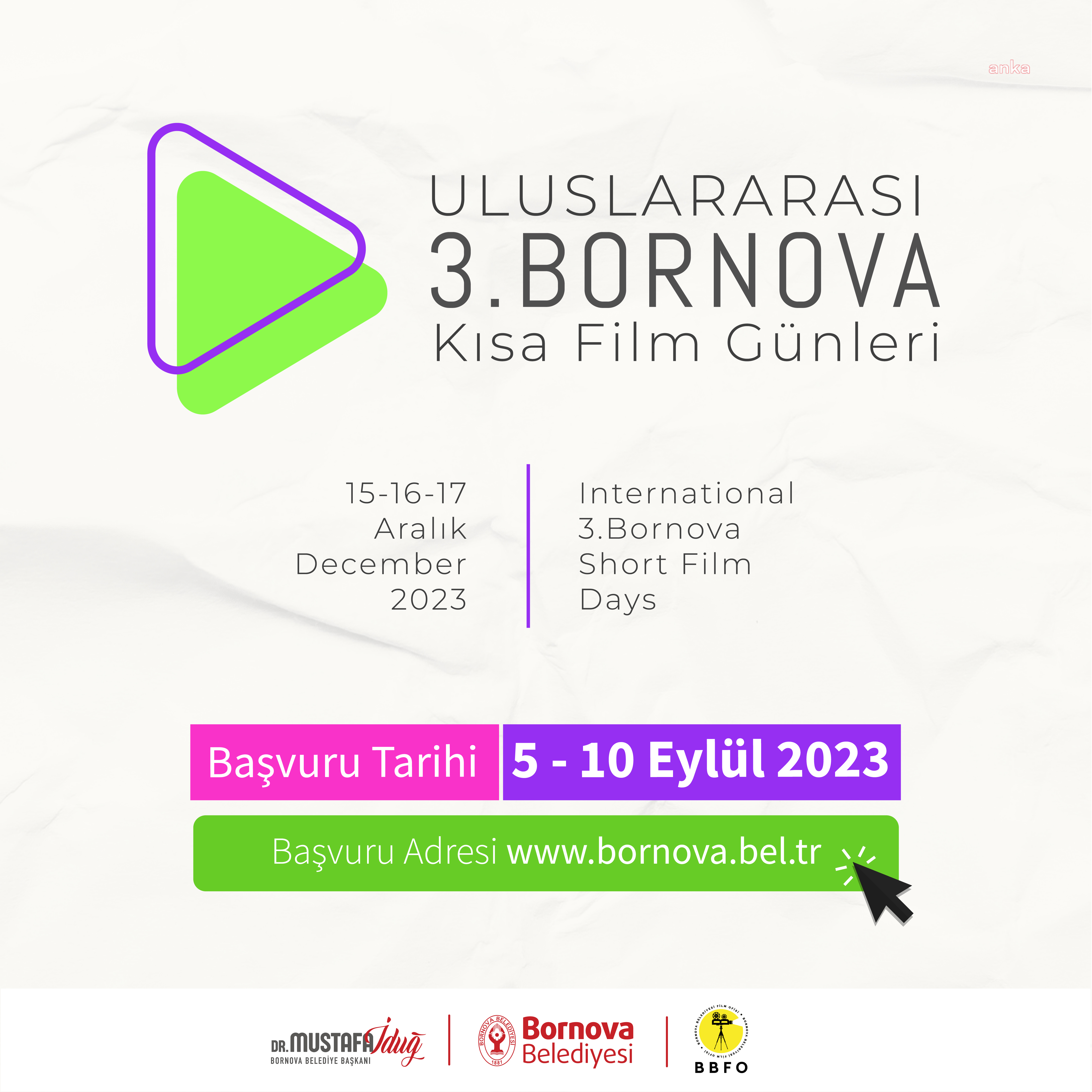 BORNOVA KISA FİLM GÜNLERİ İÇİN BAŞVURULAR BAŞLADI