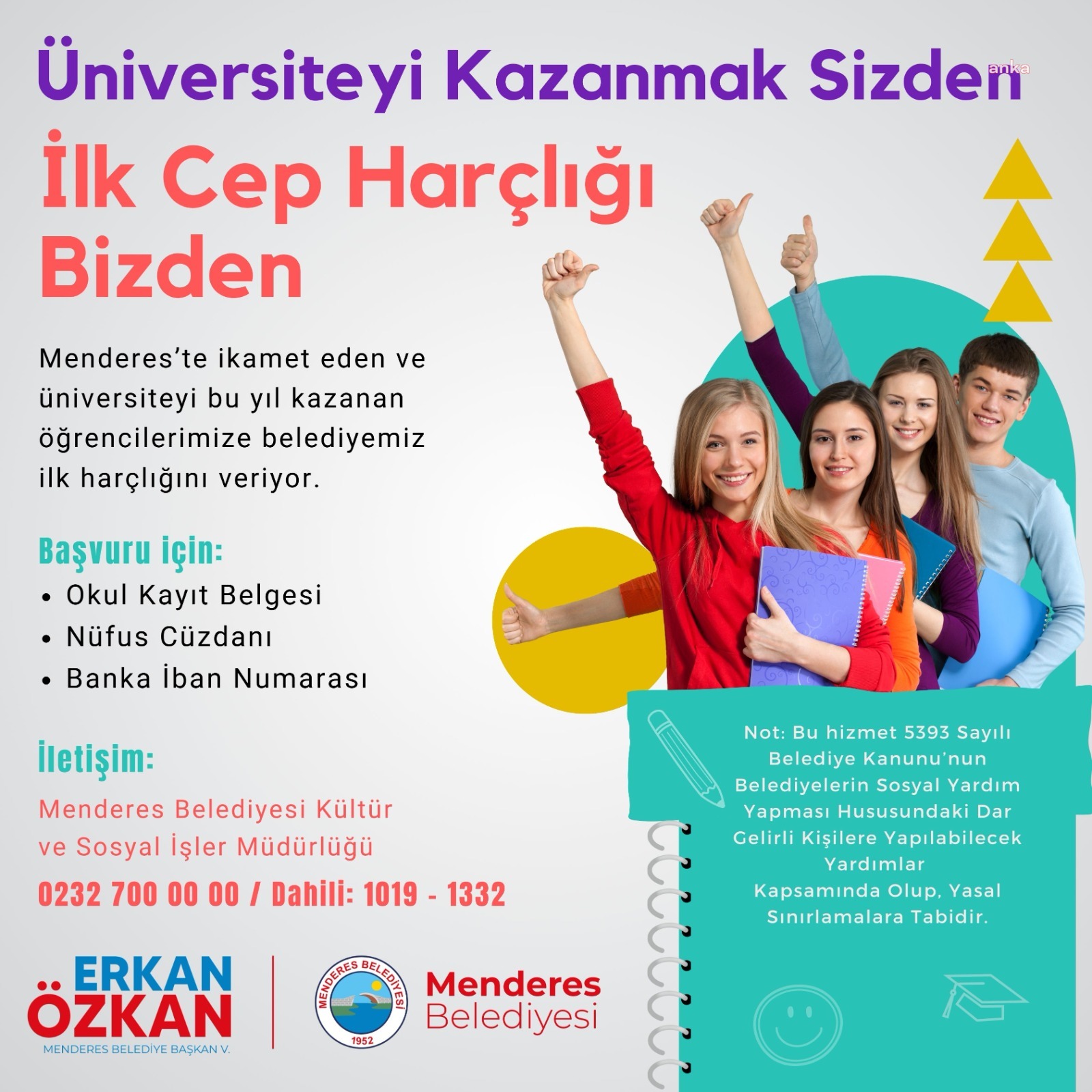 MENDERES BELEDİYESİ'NDEN ÜNİVERSİTE ÖĞRENCİLERİNE MÜJDE