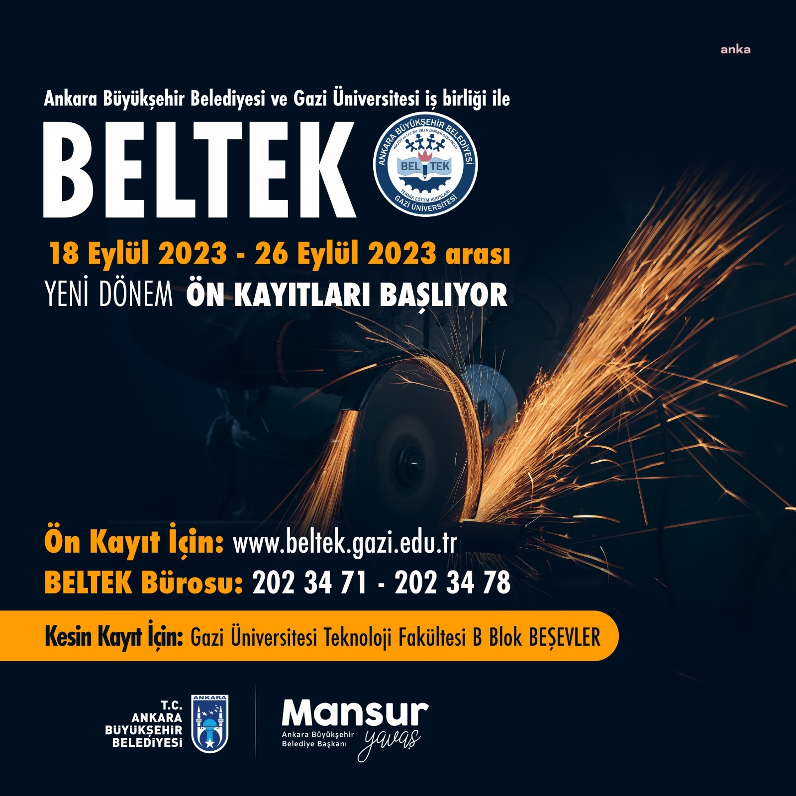 ANKARA BÜYÜKŞEHİR'İN BELTEK YENİ DÖNEM KURS KAYITLARI BAŞLIYOR