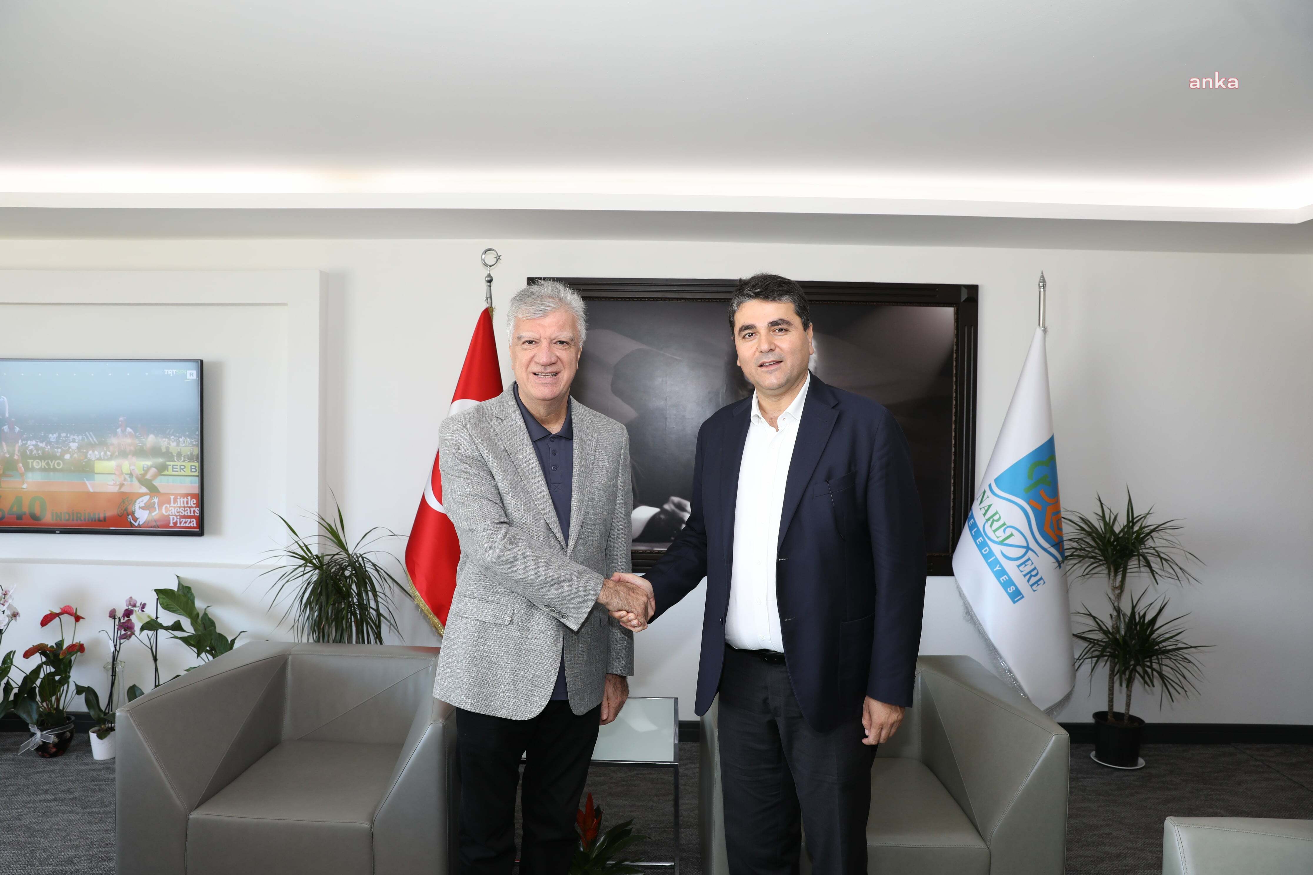 DEMOKRAT PARTİ LİDERİ UYSAL’DAN NARLIDERE BELEDİYE BAŞKANI ENGİN’E ZİYARET