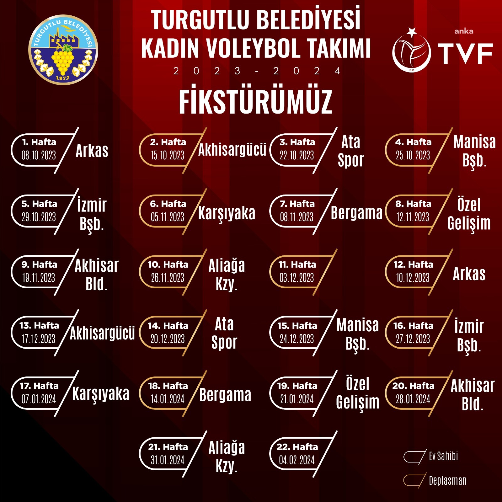 TURGUTLU BELEDİYESİ KADIN VOLEYBOL TAKIMI'NIN RAKİPLERİ BELLİ OLDU