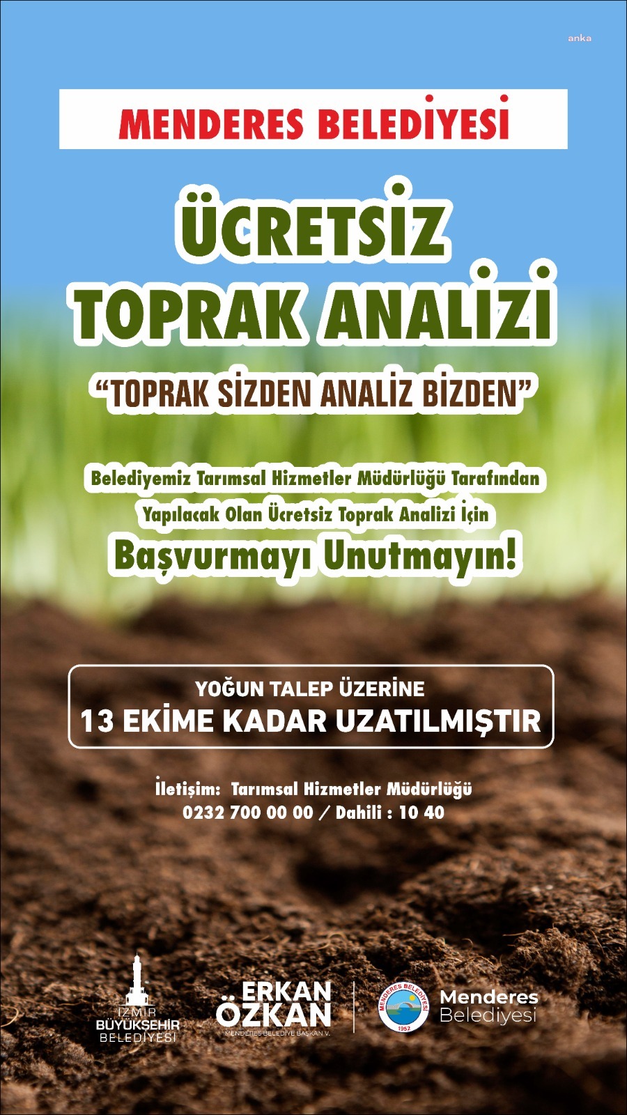 MENDERES’TE TOPRAK ANALİZ PROJESİNİN SÜRESİ UZATILDI