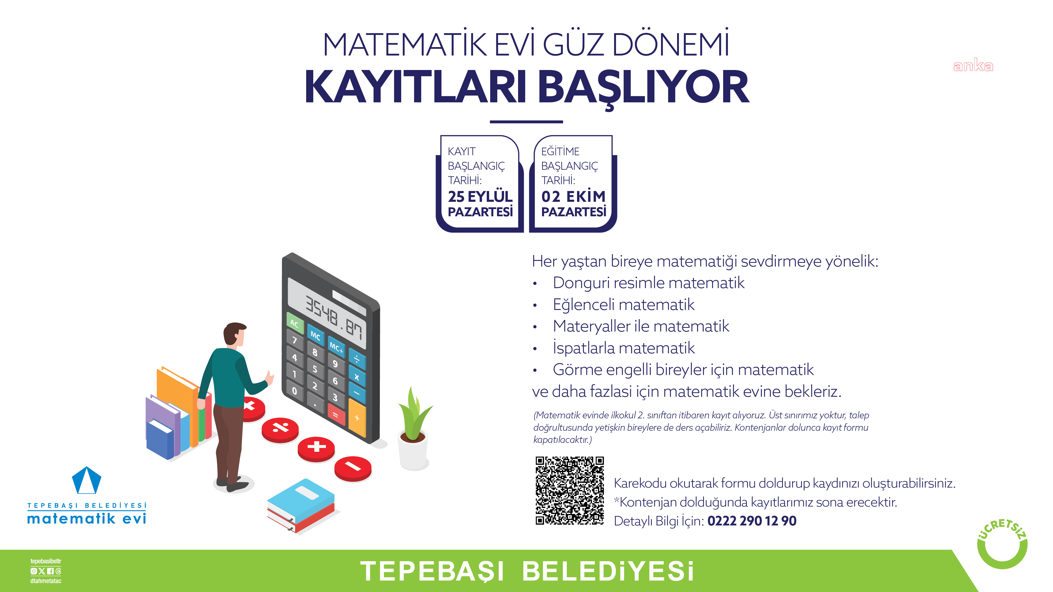 TEPEBAŞI BELEDİYESİ MATEMATİK EVİ’NDE GÜZ DÖNEMİ KAYITLARI BAŞLIYOR