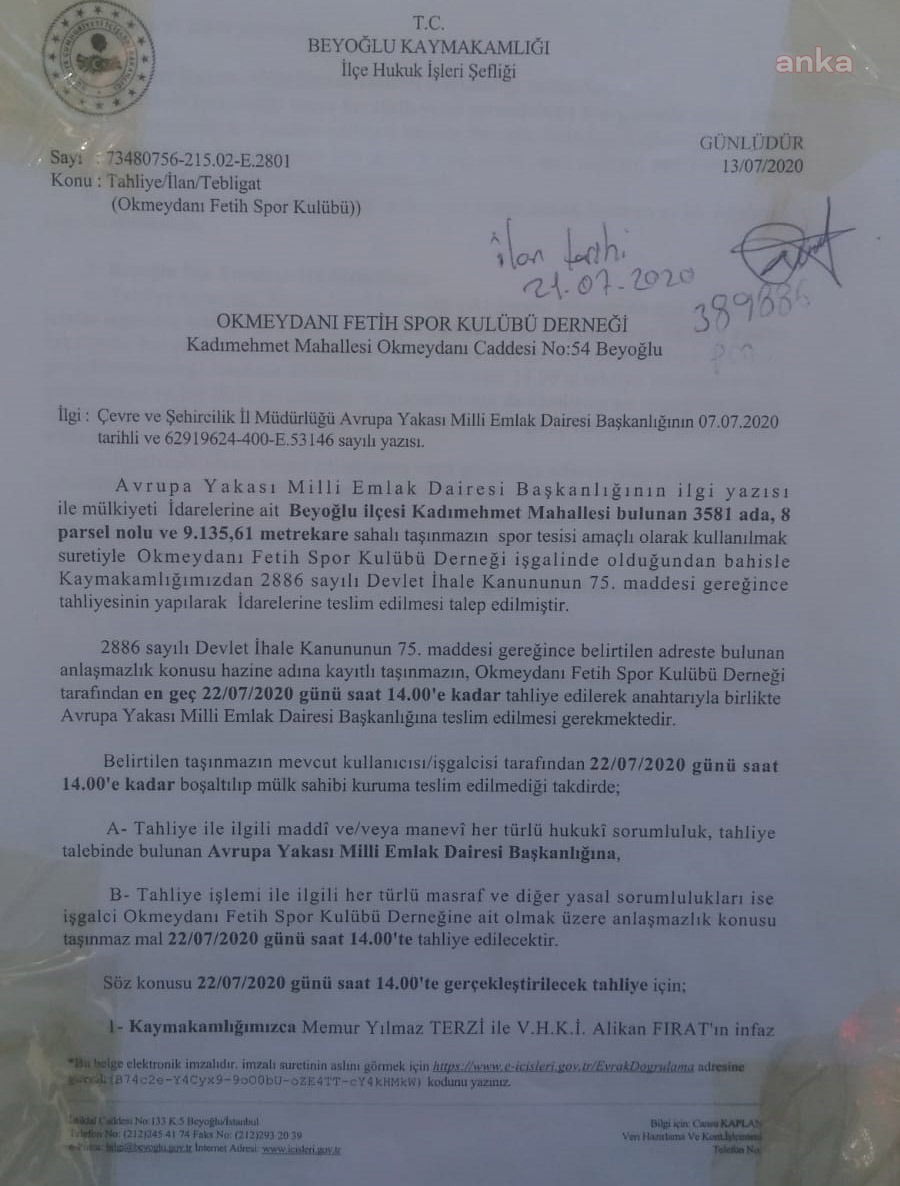 ÇEVRE VE ŞEHİRCİLİK BAKANLIĞI 68 YILLIK KULUBÜN KULLANDIĞI TESİSLERİ BOŞALTMASINI İSTİYOR