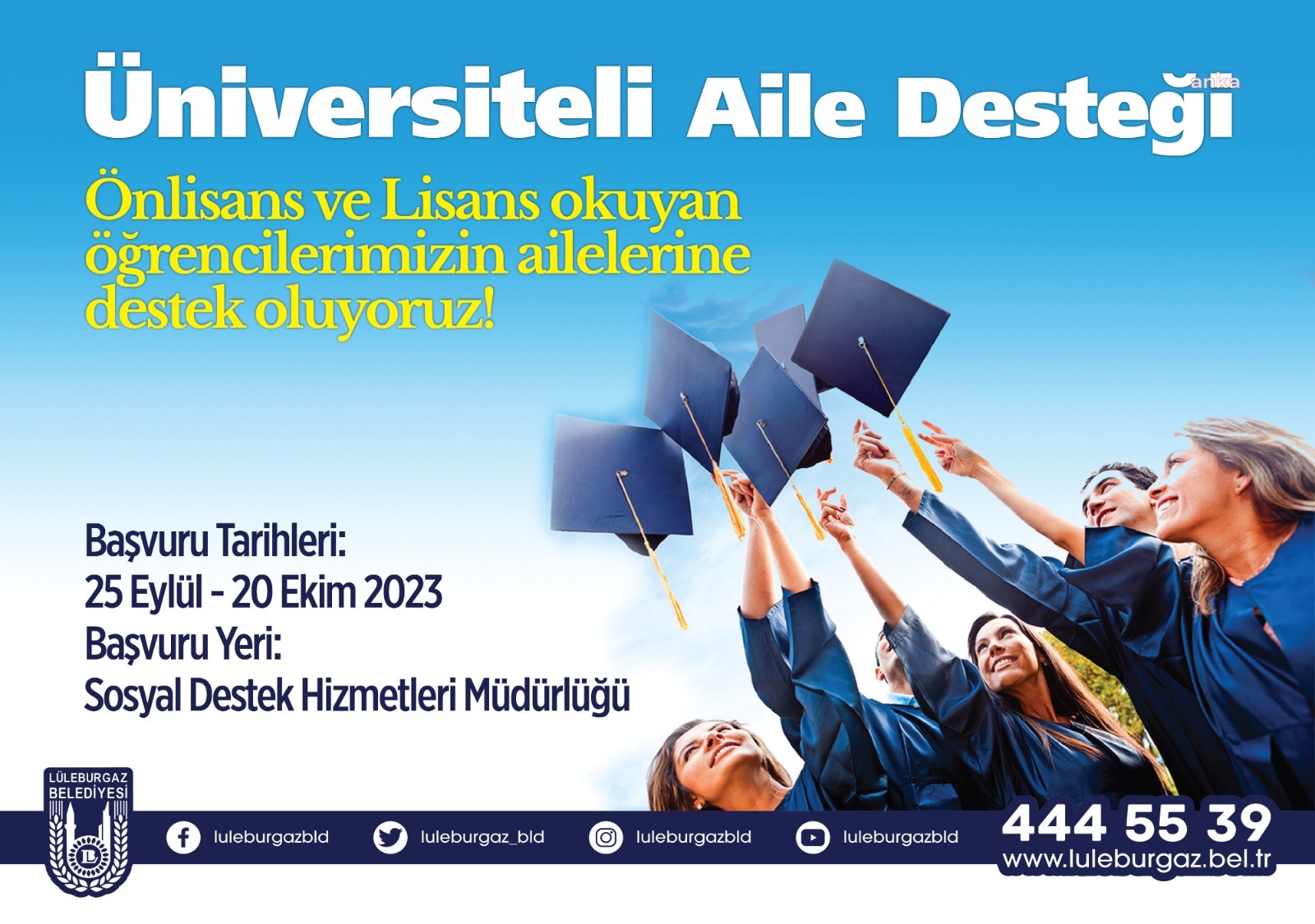 LÜLEBURGAZ BELEDİYESİ’NİN ÜNİVERSİTELİYE DESTEK PROGRAMI BAŞVURULARI YARIN BAŞLIYOR
