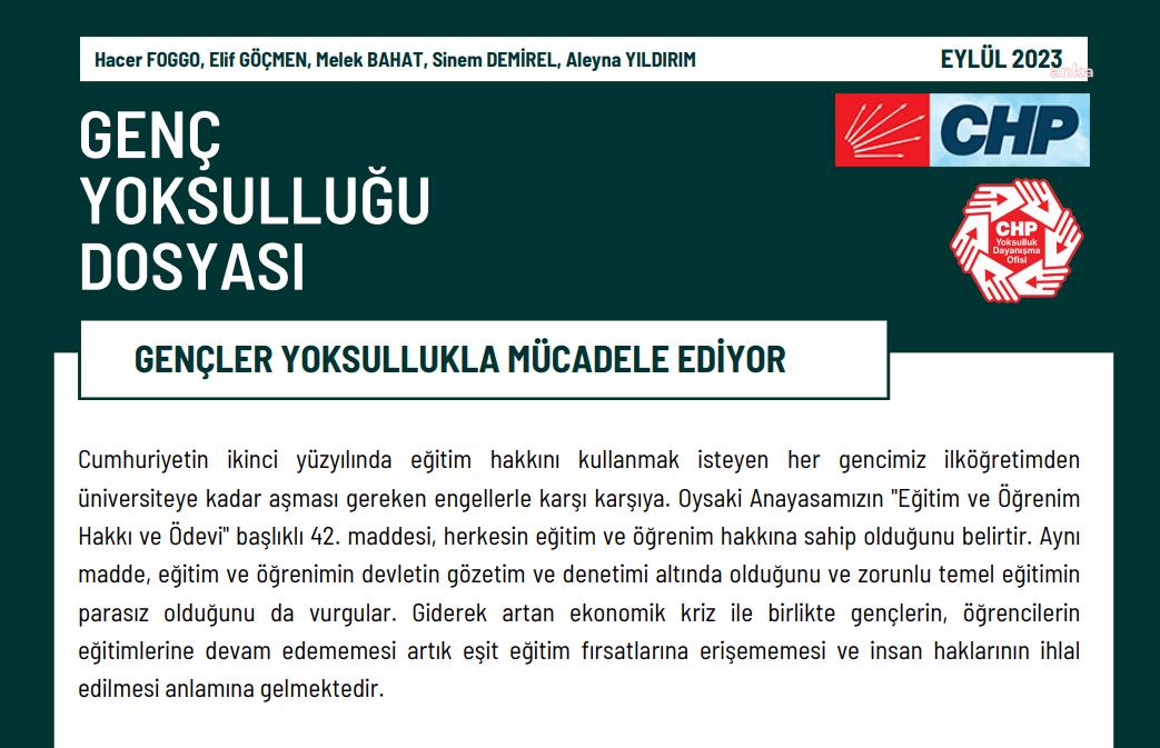CHP’DEN GENÇ YOKSULLUĞU DOSYASI… ÖĞRENCİLERE VERİLEN KYK BURSU BİN 250 TL, OKUL YEMEKHANESİNDE ÜÇ ÖĞÜN YEMEK MASRAFI AYLIK BİN 275 TL