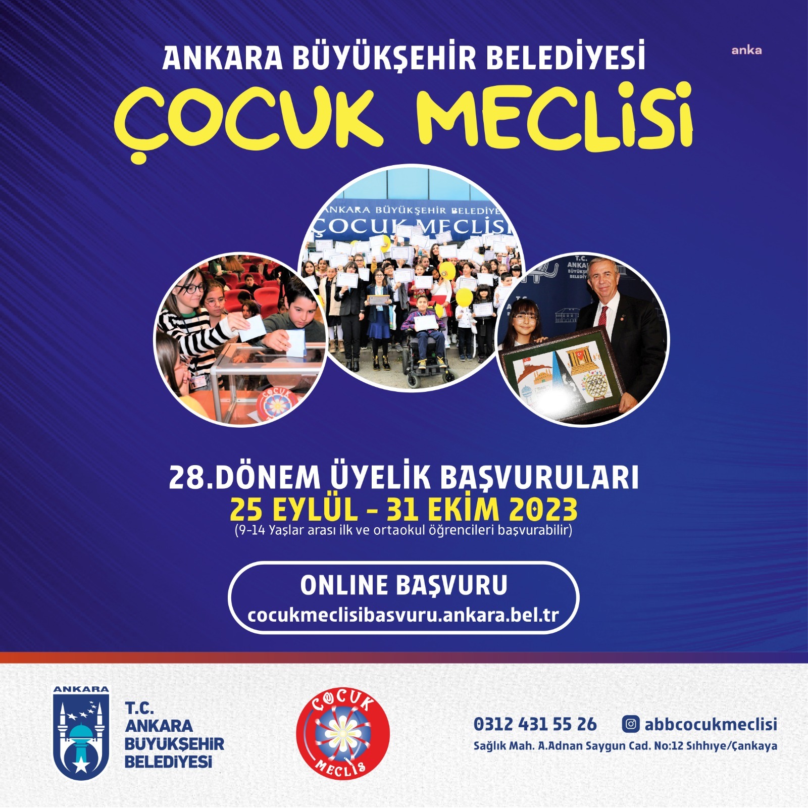 ANKARA BÜYÜKŞEHİR ÇOCUK MECLİSİ YENİ ÜYELERİNİ BEKLİYOR