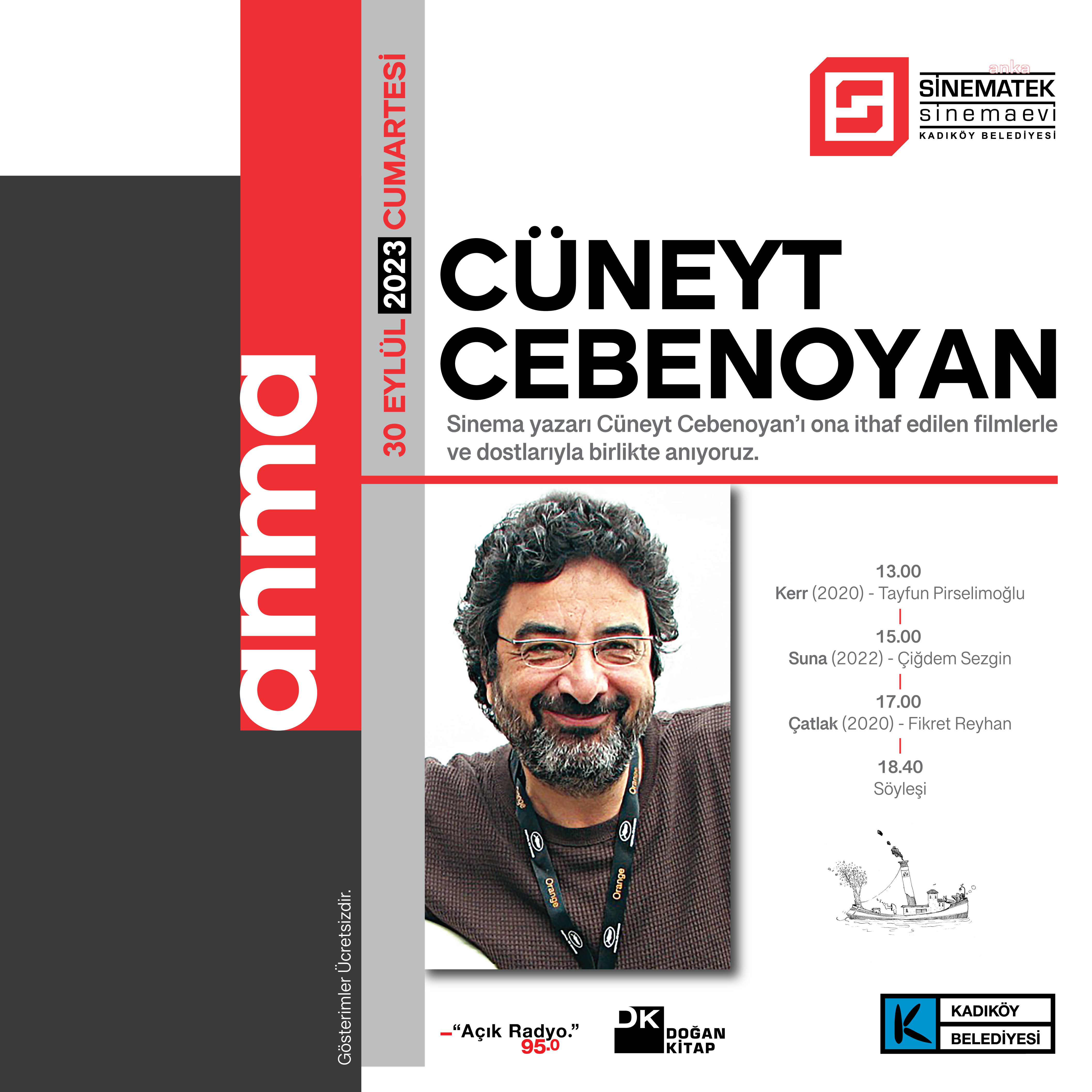 CÜNEYT CEBENOYAN, ADINA İTHAF EDİLEN FİLMLERLE SİNEMATEK/SİNEMA EVİ’NDE ANILACAK